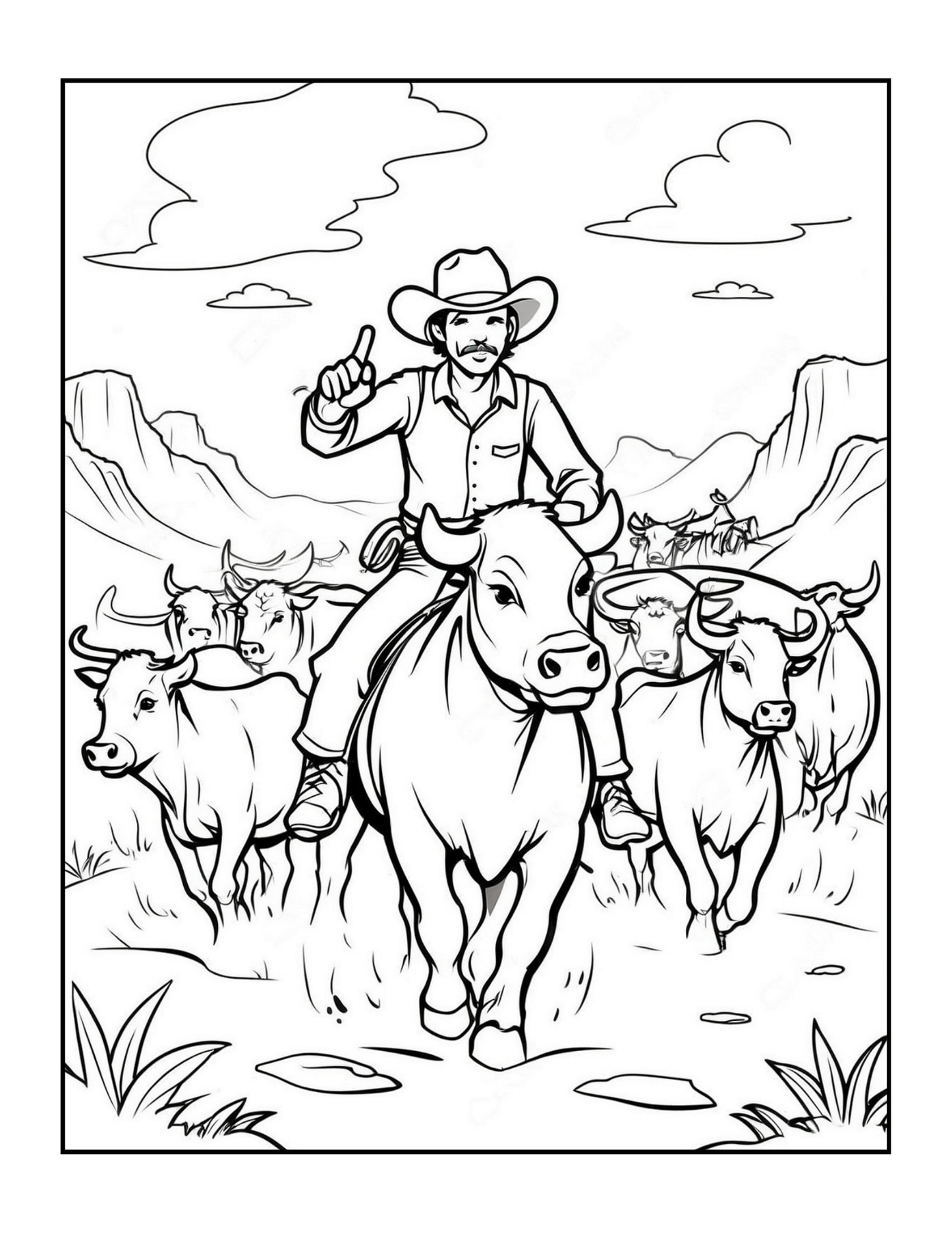 Cowboy Coloring Book Gift for Adults Men Women Kids Young Boys Girls Teens 50 Pages Single Sided Cute Cowboy Coloring Book for Children