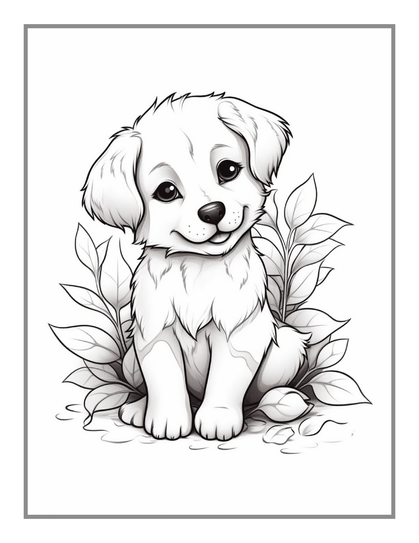 50 Pages Cute Dog Puppy Lover Coloring Book Gift for Adults Kids Boys Girls Teens Men Women Birthday Holiday Present Pet Owner Coloring Book