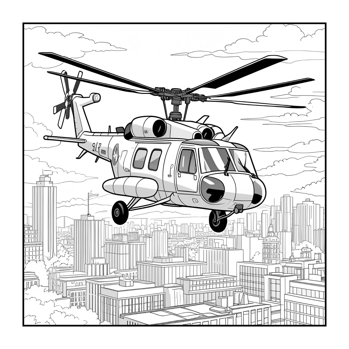 Military Helicopter Coloring Book Gift for Adults Kids Boys Girls Teens 50 Pages Single Sided Coloring Activity Book for Children