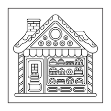 Load image into Gallery viewer, Cute Christmas Gingerbread House Coloring Book Whimsical Candy Holiday Pages for Kids Teens Adults Festive Relaxation Gift
