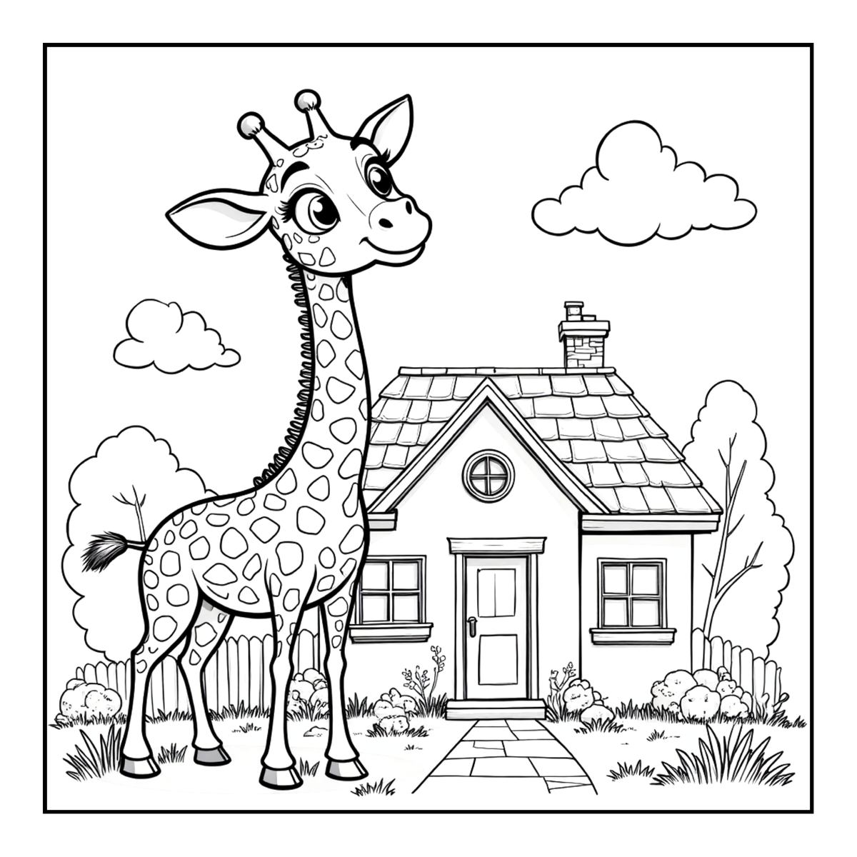 Cute Cozy Funny Giraffe Animal Coloring Book Gift for Adults Kids Boys Girls Teens: Single Sided Bold and Easy Little Giraffe Coloring Book
