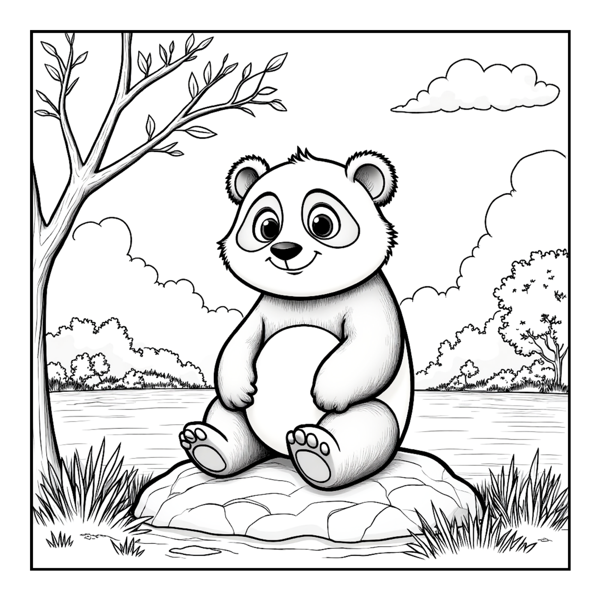Cute Cozy Panda Bear Animal Coloring Book Gift for Adults Kids Boys Girls Teens: Single Sided Bold and Easy Cool Panda Bear Coloring Book