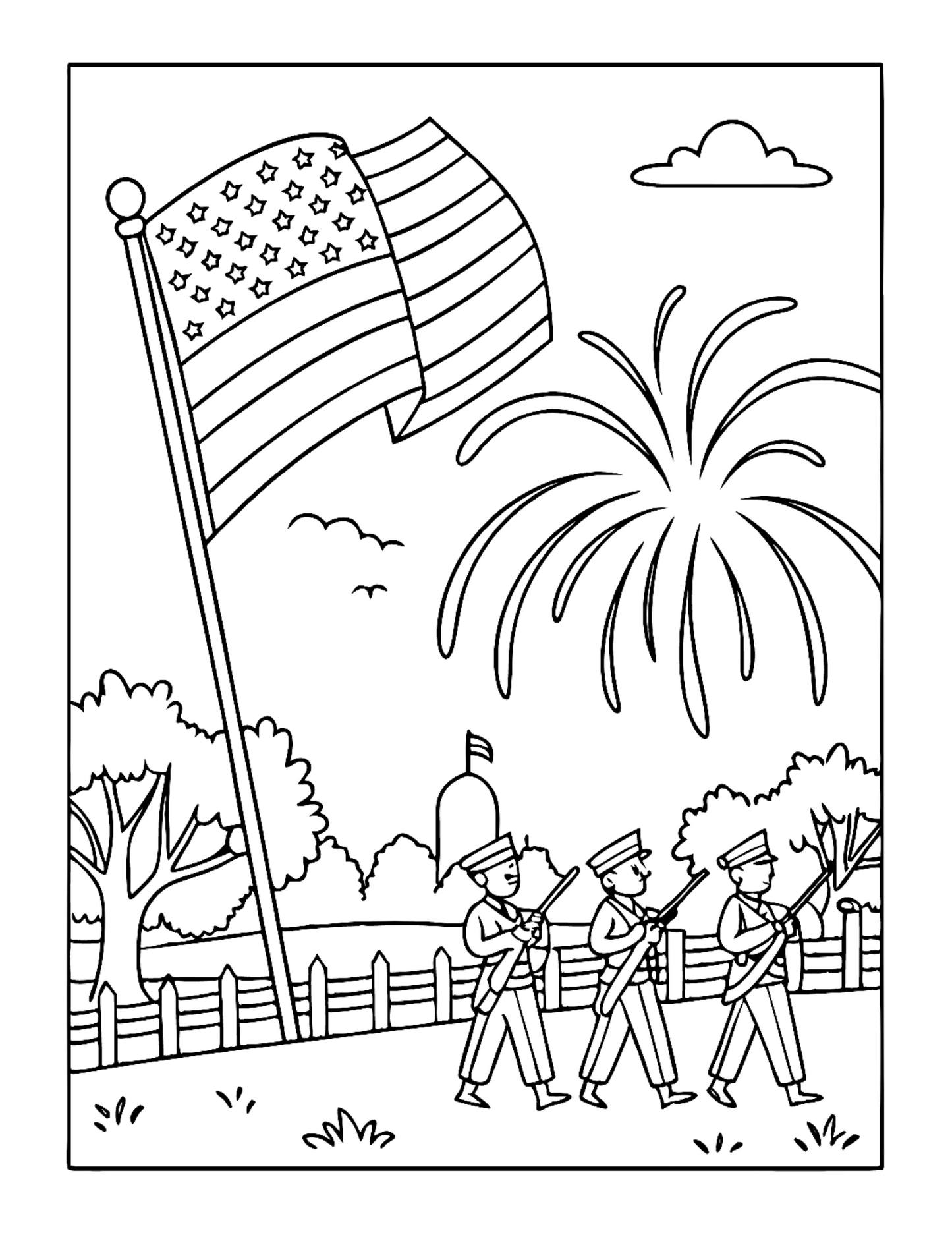 4th of July Independence Day Coloring Book Gift for Kids Boys Girls Young Teens 50 Pages Single Sided 4th of July Coloring Activity Sheets