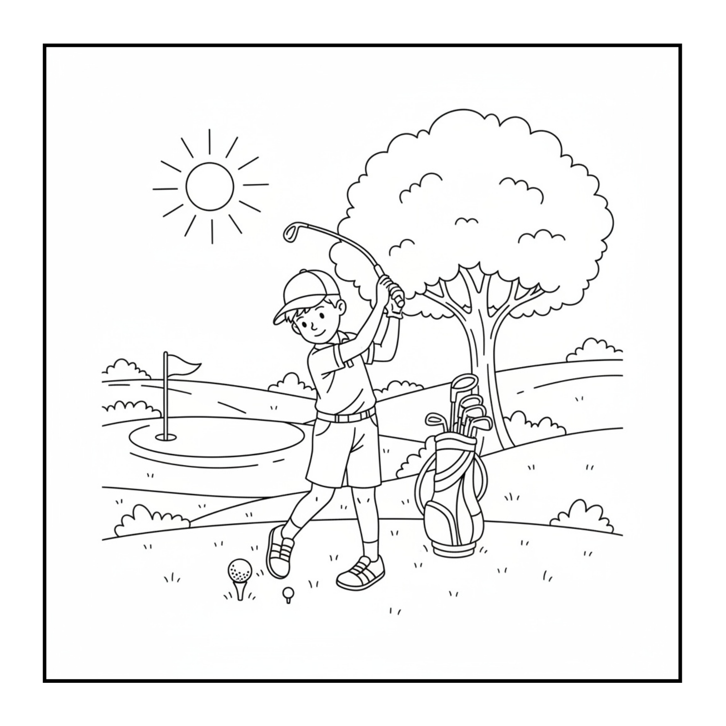 Golf Player Golfer Coloring Book for Adults Men Women Kids Boys Girls Teens Youth Simple Stress Free Relief Coloring Book Golfing Coloring