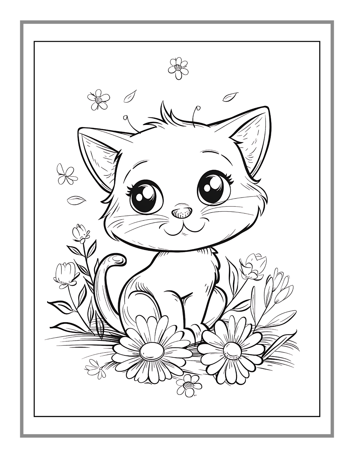 50 Pages Cute Cozy Cat Kitten Kitty Coloring Book Gift for Cat Lover Pet Owner Men Women Adults Kids Boys Girls Teen Bold Easy Coloring Book