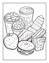 Load image into Gallery viewer, 50 Pages Bold and Easy Food Coloring Book Gift for Adults Kids Men Women Boys Girls Teens Fast Food Lover Foodie Food Fruit Coloring Sheets

