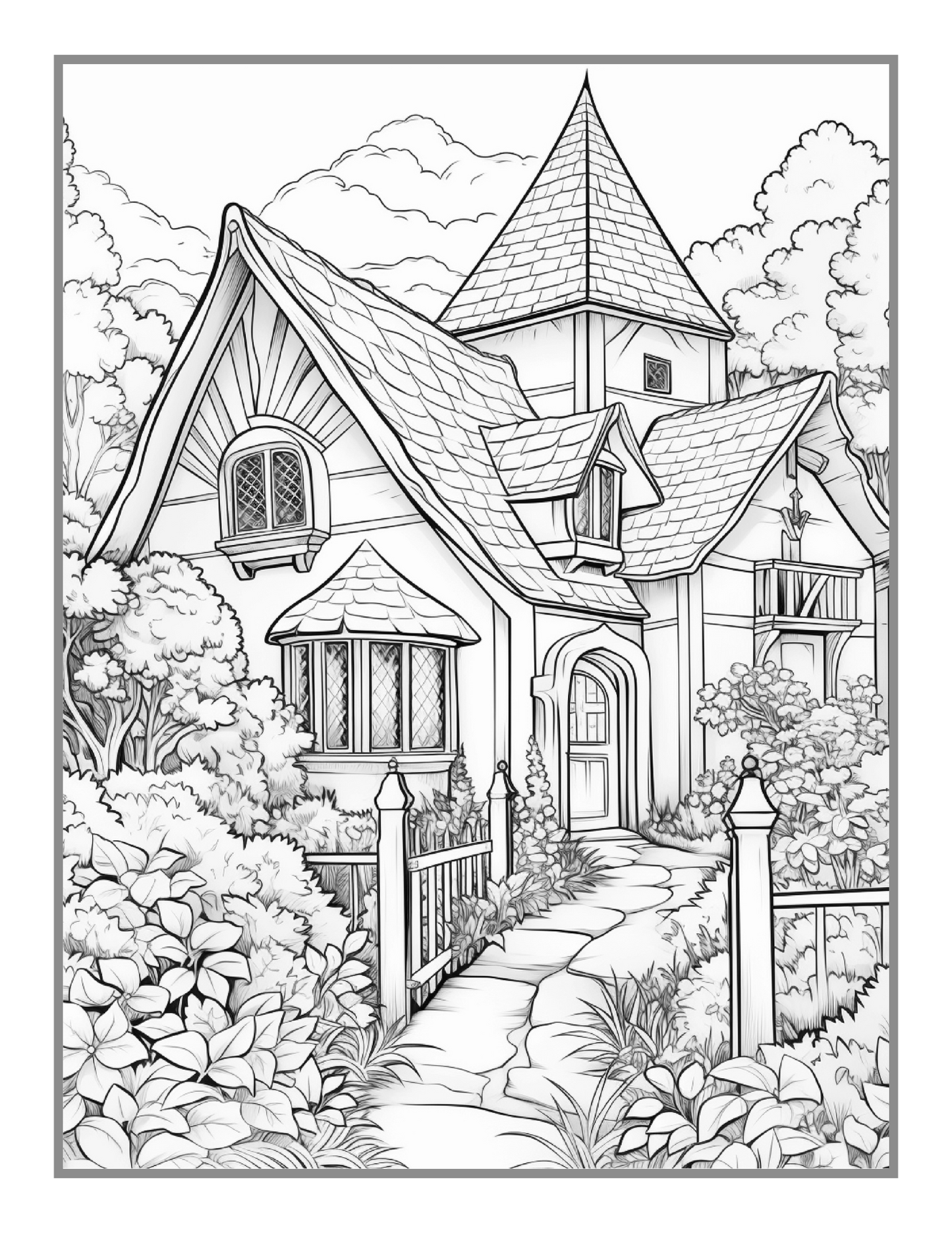 Cozy Village Coloring Book Christmas Holiday Gift for Adults Kids Men Women Boys Girls Teens 50 Pages Little Forest Village Coloring Book