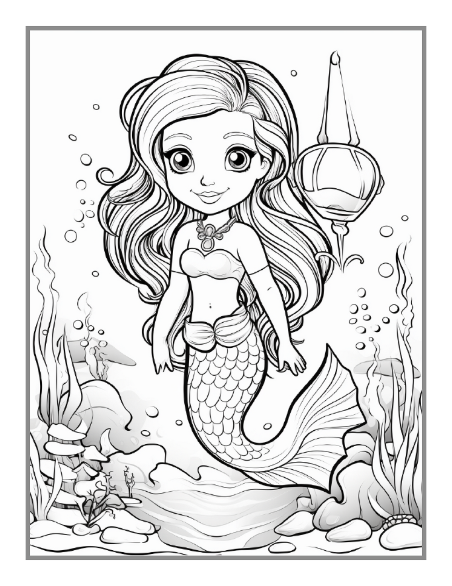 50 Pages Cute Easy Mermaid Coloring Book Gift for Kids Boys Girls Teens Sea Creature Mermaid Coloring Activity Book Adults Kids Relaxation