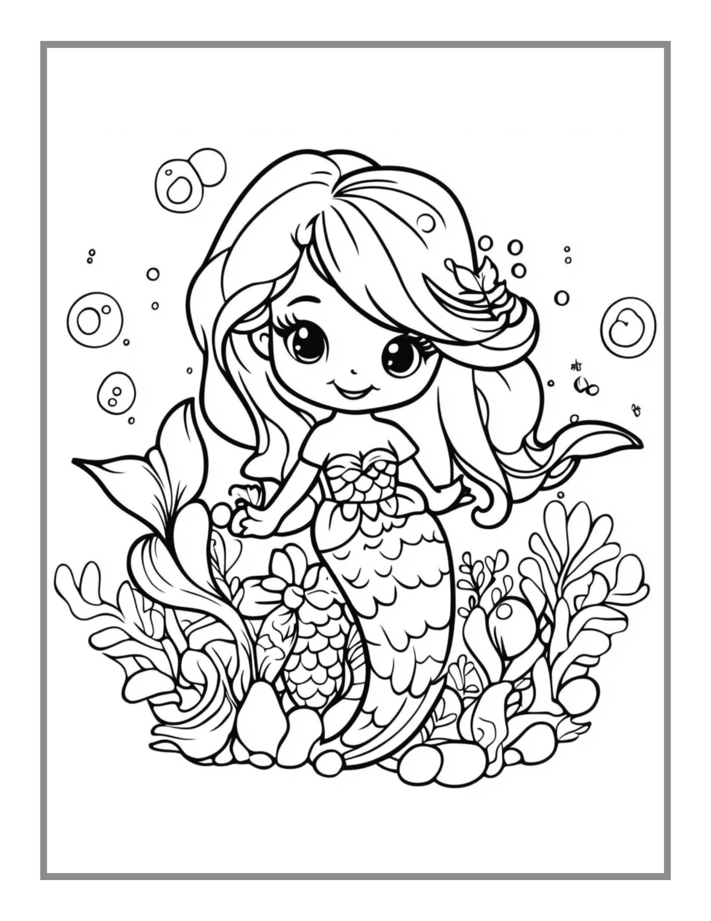 Cute Easy Mermaid Coloring Book Gift for Kids Boys Girls Teens 50 Pages Cool Princess Mermaid Coloring Sheets for Children Students