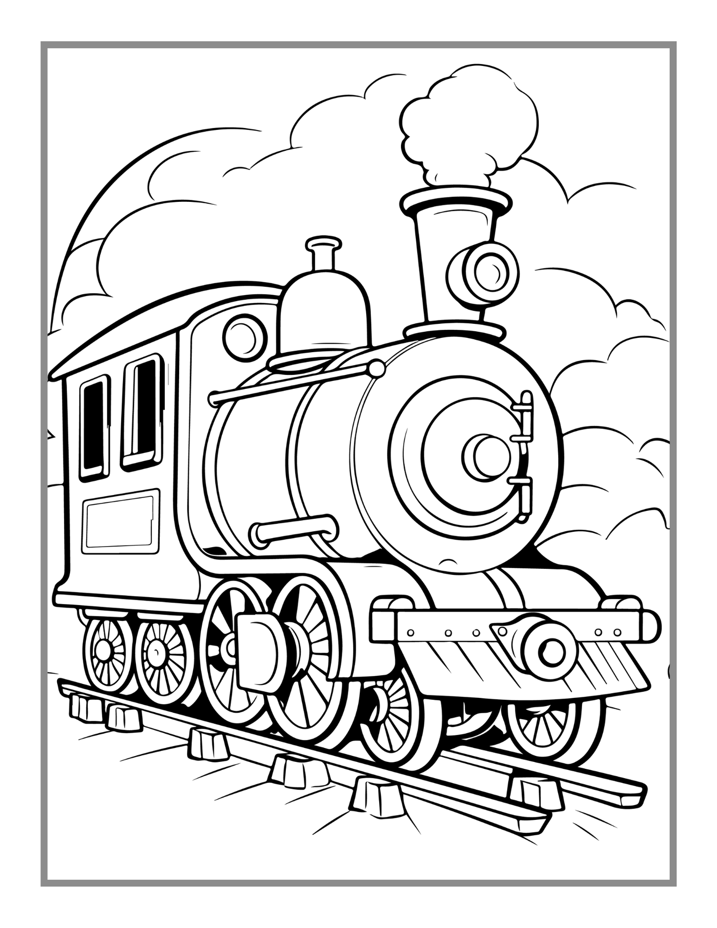 50 Pages Train Locomotive Enthusiasts Coloring Book Gift for Adults Kids Boys Girls Cute Steam Engine Train Freight Train Coloring Sheets