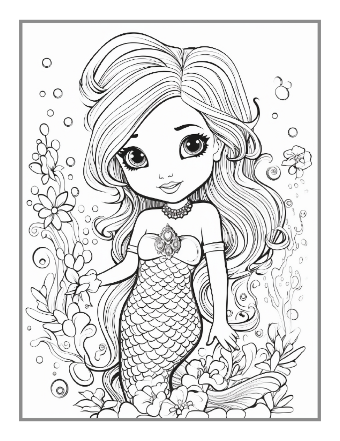 50 Pages Cute Easy Mermaid Coloring Book Gift for Kids Boys Girls Teens Sea Creature Mermaid Coloring Activity Book Adults Kids Relaxation