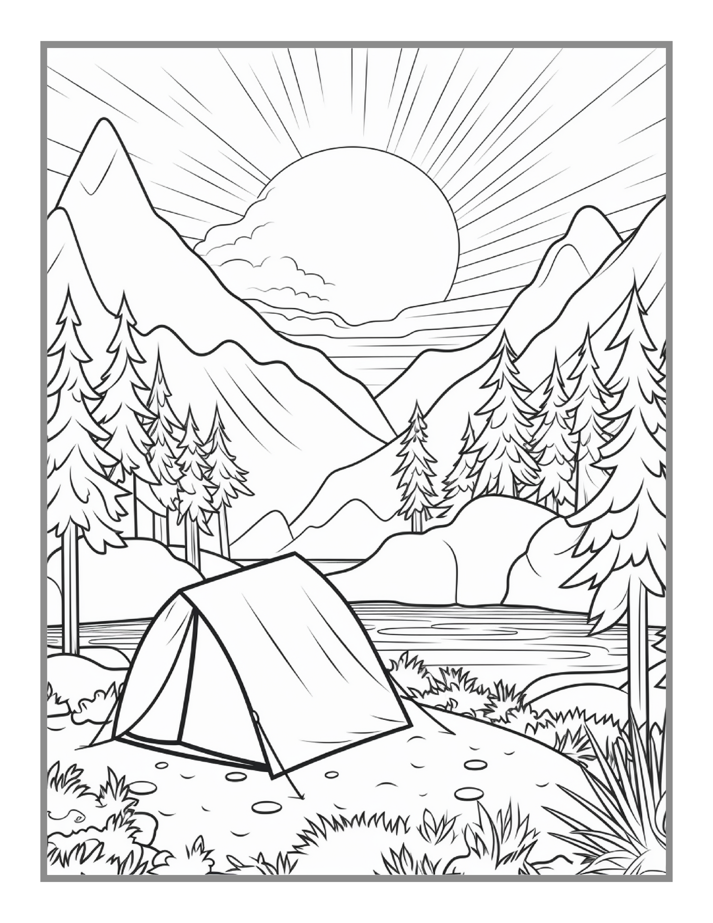 50 Pages Camping Coloring Book Gift for Adults Kids Ages Men Women Boys Girls Teens Youth Holiday Birthday Present Nature Coloring Sheets