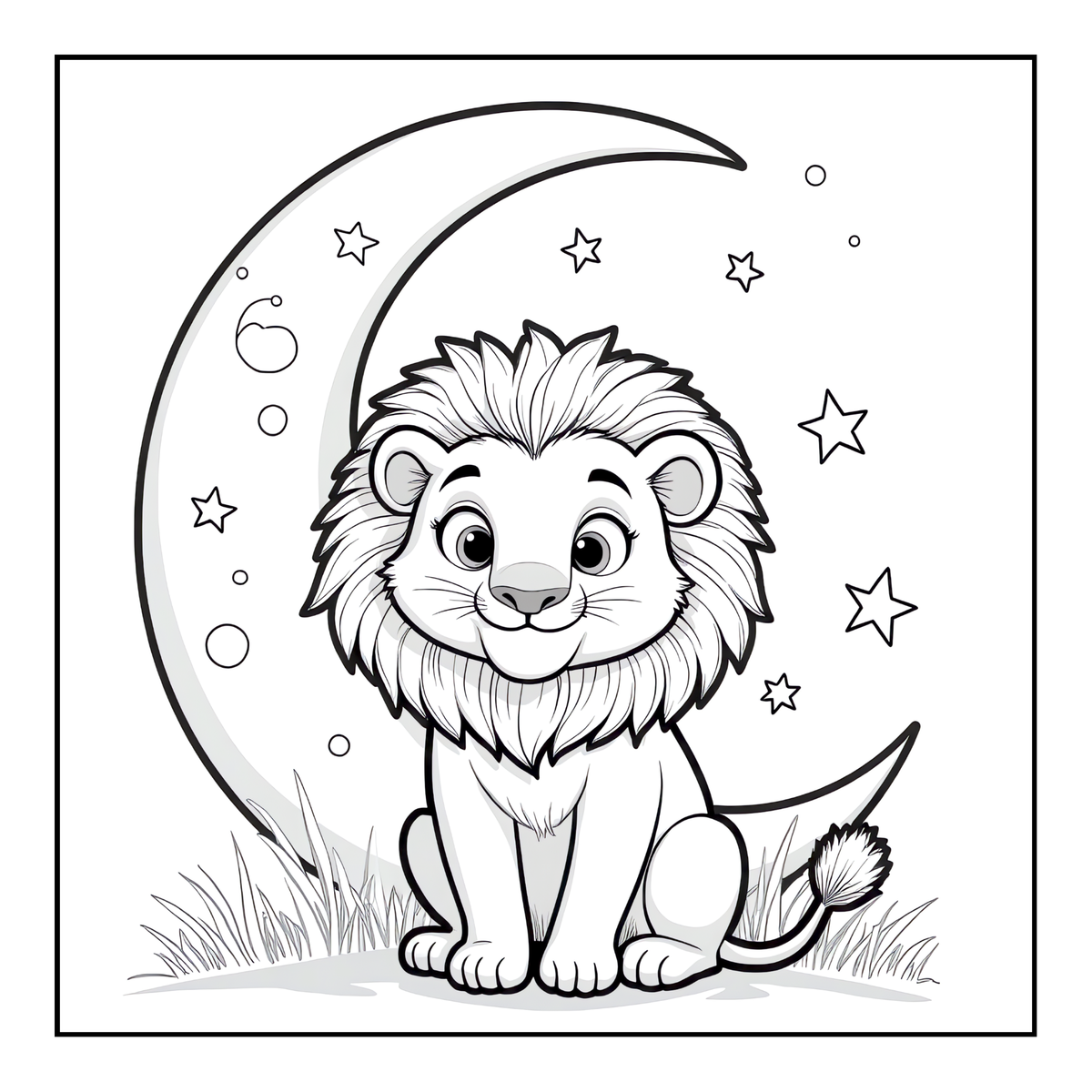 Cute Cozy Funny Lion Animal Coloring Book Gift for Adults Kids Boys Girls Teens: Single Sided Bold and Easy Cool Lion Themed Coloring Book