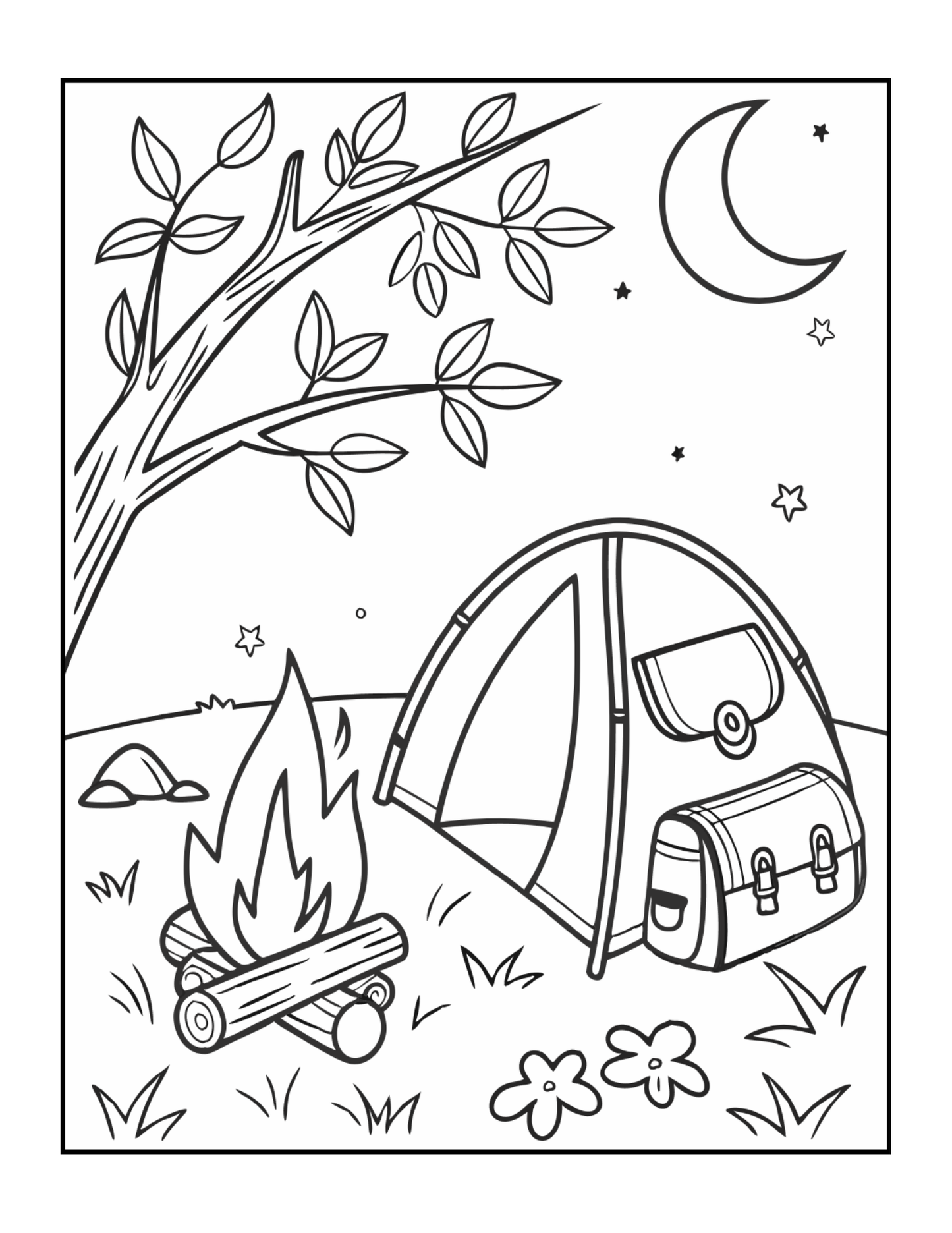 Bold and Easy Cozy Camping Coloring Book Gift for Adults Men Women Kids Boys Girls Young Teens Summer Camp Camping Coloring Sheets