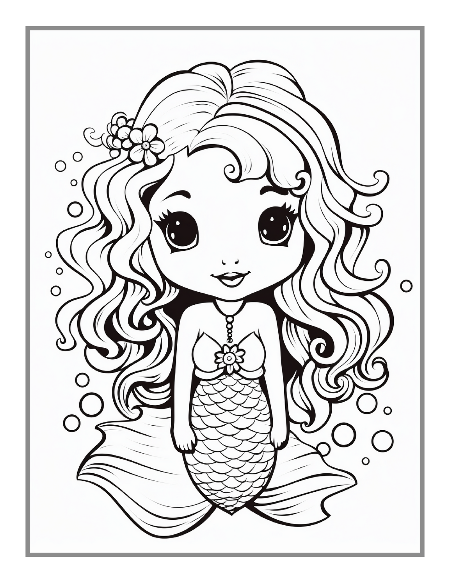 50 Pages Cute Easy Mermaid Coloring Book Gift for Kids Boys Girls Teens Sea Creature Princess Mermaid Coloring Sheets for Children Students