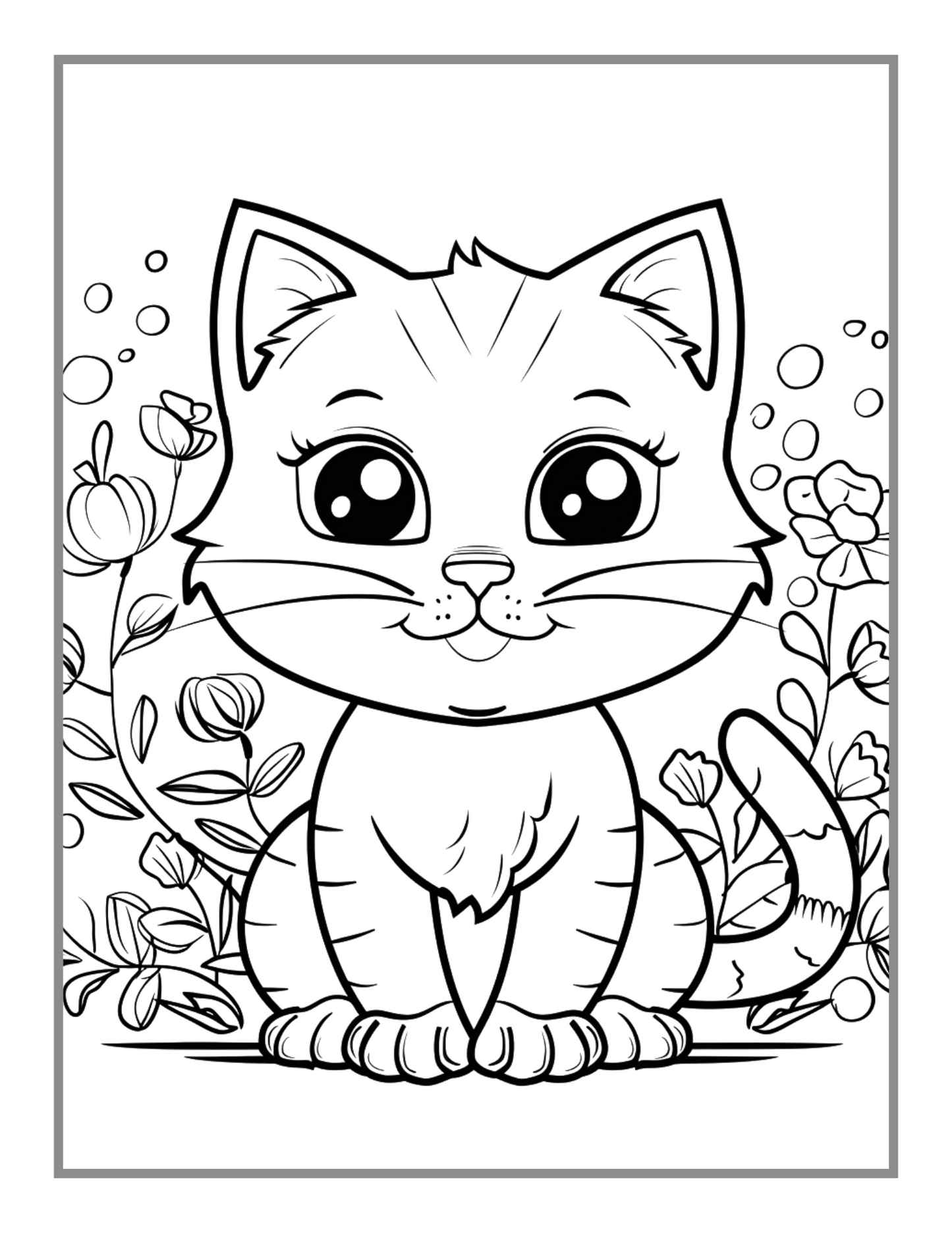 50 Pages Cute Cozy Cat Kitten Kitty Coloring Book Gift for Cat Lover Pet Owner Men Women Adults Kids Boys Girls Bold Easy Coloring Book