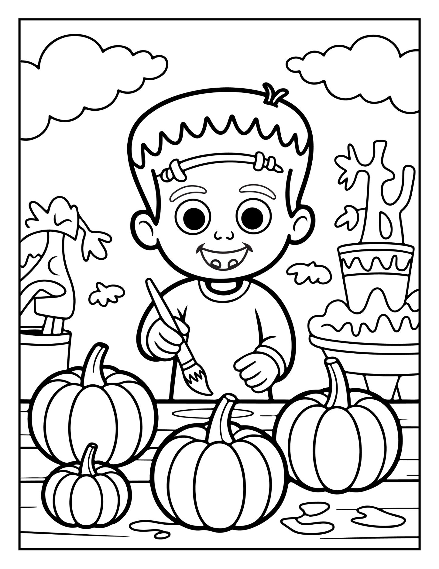 Cute Funny Spooky Halloween Coloring Book Adults Kids Boys Girls Young Teens Halloween Ghost Mummy Witch Scarecrows Coloring Activity Book