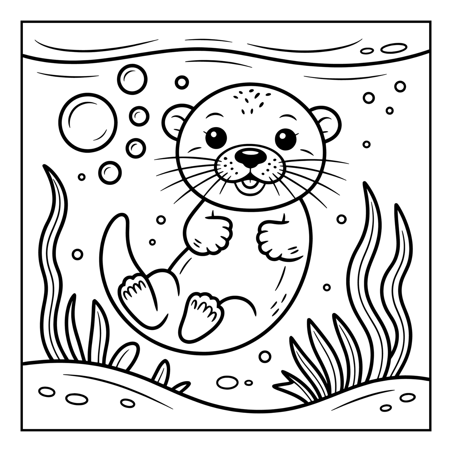 Funny Cute Kawaii Sea Otter Animal Coloring Book Gift for Adults Men Women Kids Boys Girls Teens Cool River Otter Coloring Activity Book