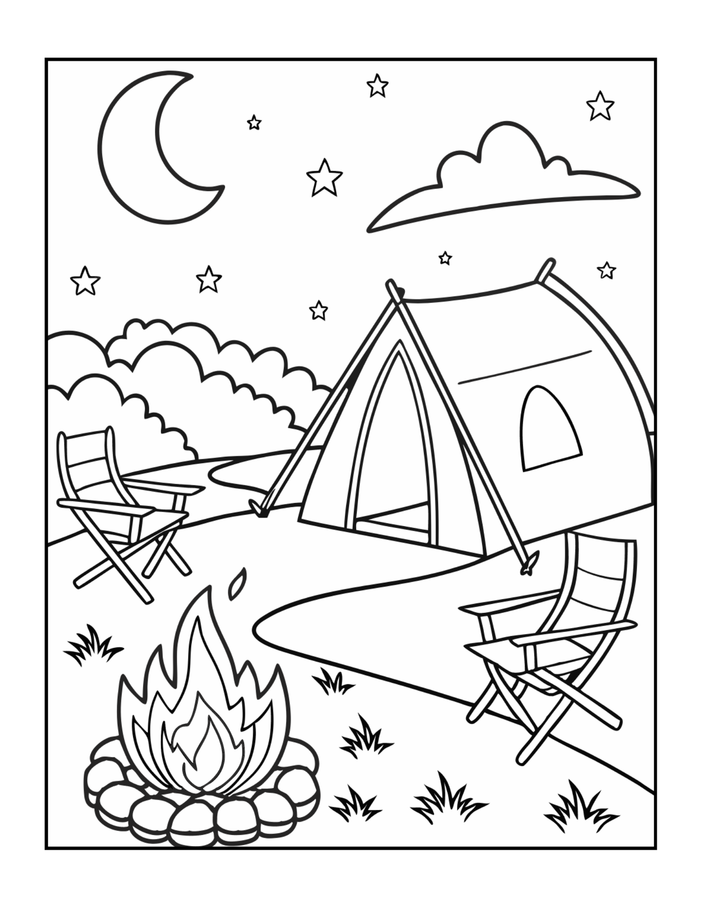 Bold and Easy Cozy Camping Coloring Book Gift for Adults Men Women Kids Boys Girls Young Teens Summer Camp Camping Coloring Sheets