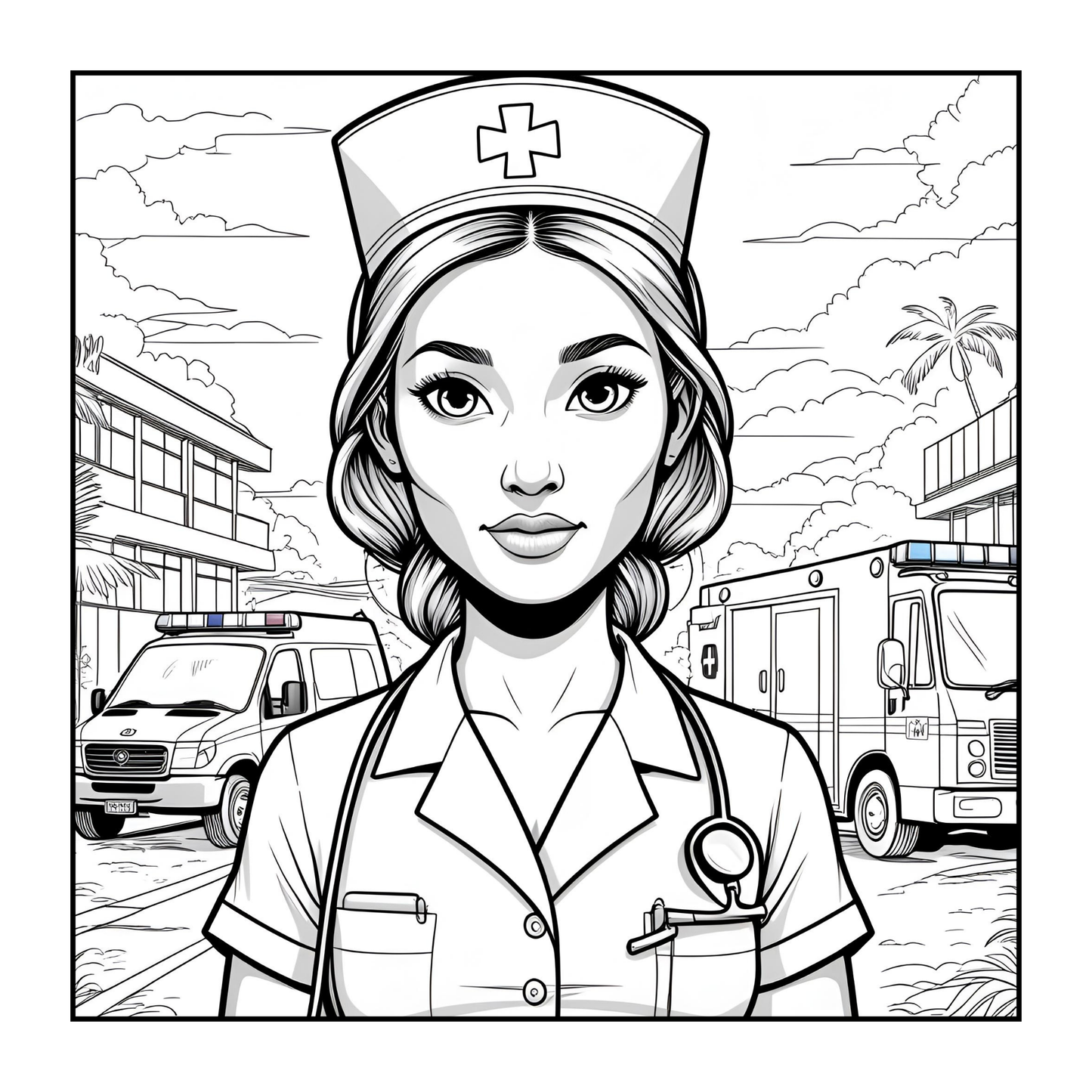 Nurse Coloring Book Gift for Adults Men Women Kids Young Boys Girls Teens 50 Pages Single Sided Hospital Nurse Coloring Activity Book