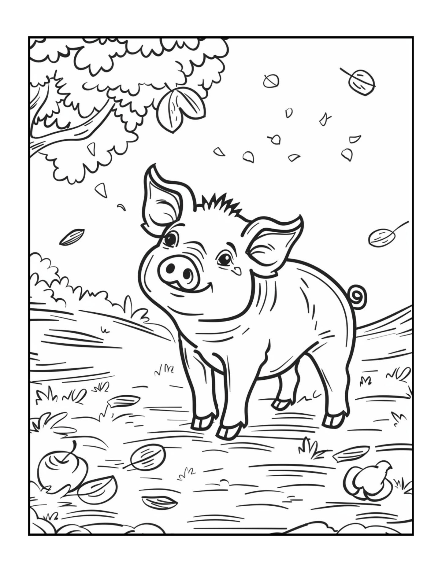 50 Pages Single Sided Cute Pig Coloring Book Gift for Adults Men Women Kids Young Boys Girls Teens Bold and Easy Simple Stress Relief