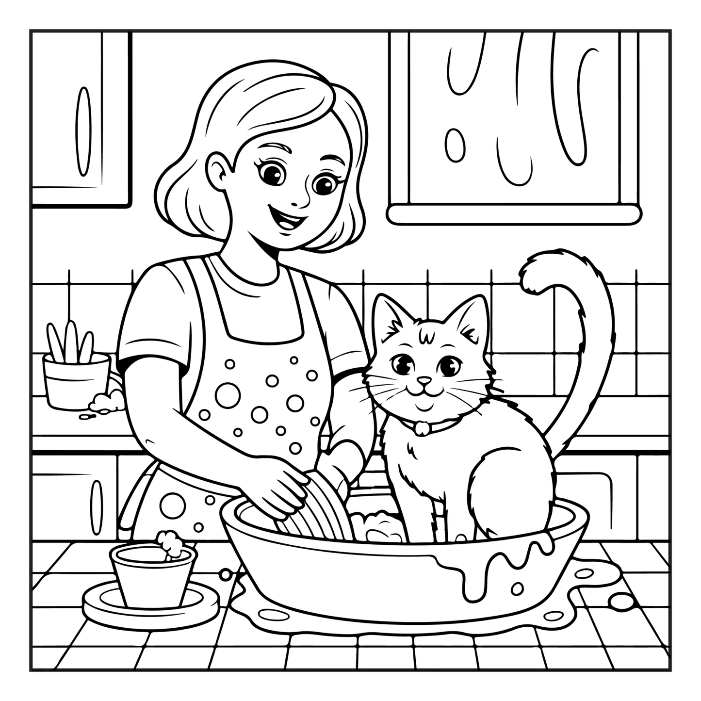 Cute Cat Mom Coloring Book for Adults Men Women Kids Boys Girls Young Teens Cozy Kitten Kitty Mom Coloring Activity Book for Cat Lovers