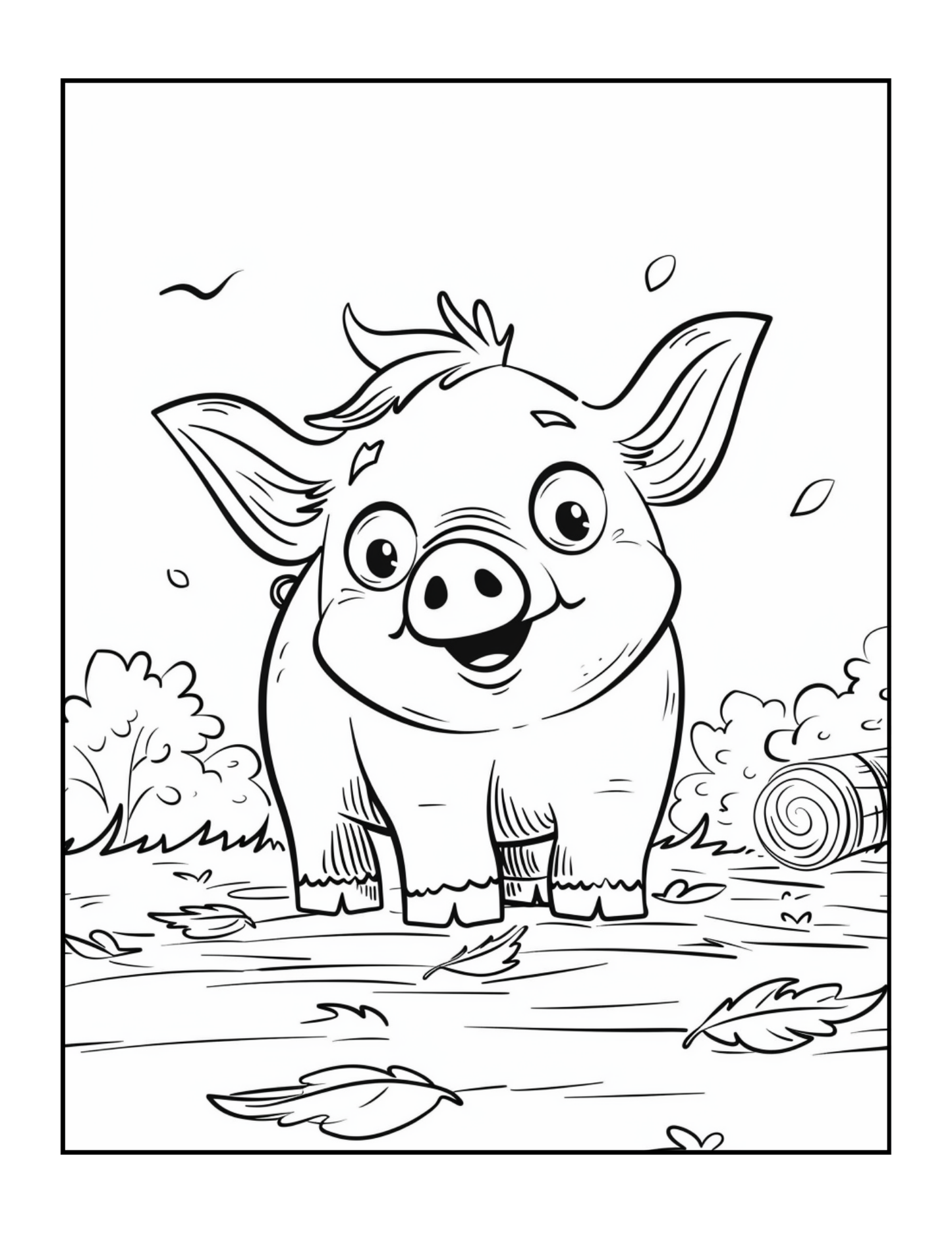 50 Pages Single Sided Cute Pig Coloring Book Gift for Adults Men Women Kids Young Boys Girls Teens Bold and Easy Simple Stress Relief