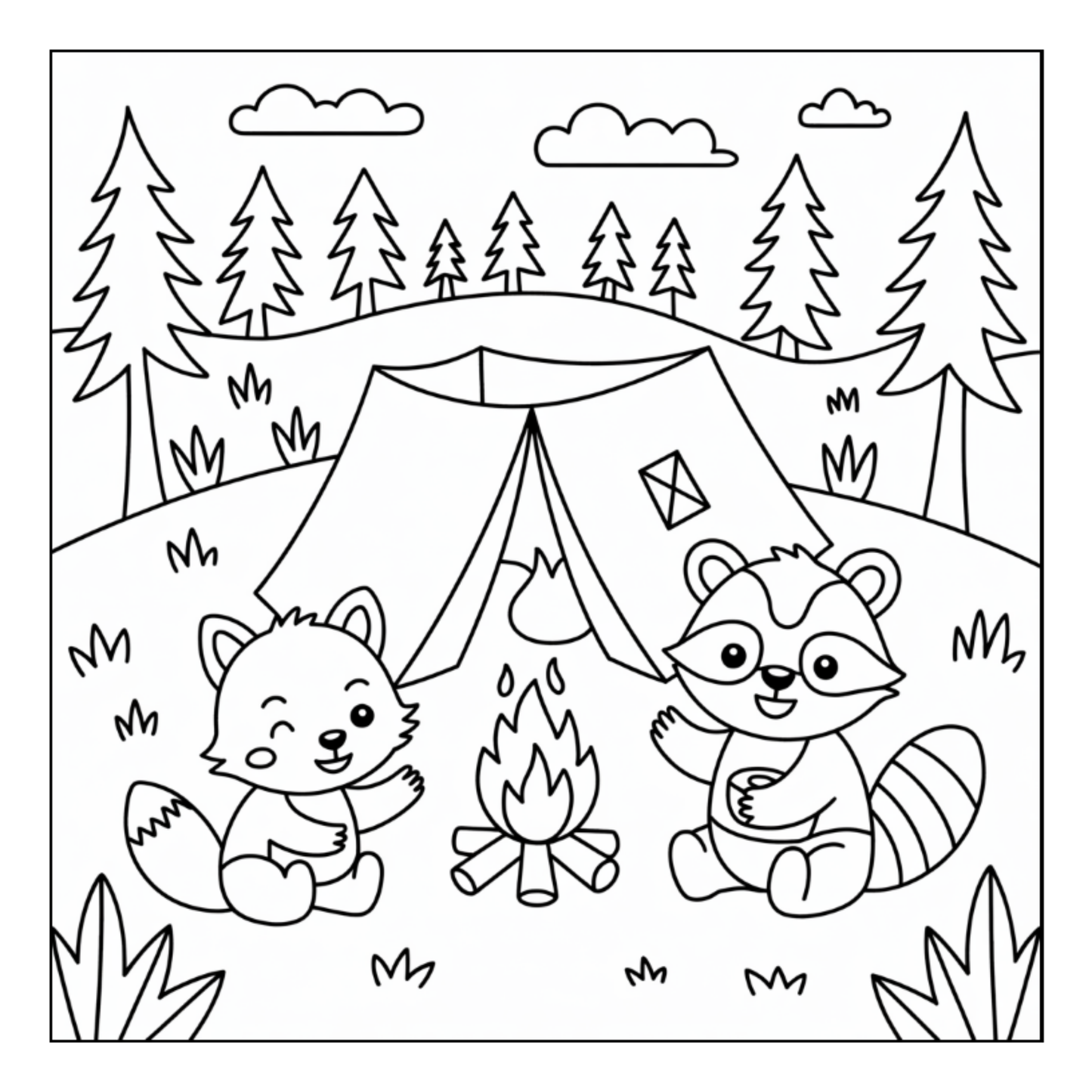 Bold and Easy Cozy Camping Coloring Book Gift for Adults Men Women Kids Boys Girls Young Teens Summer Camp Camping Coloring Sheets Children