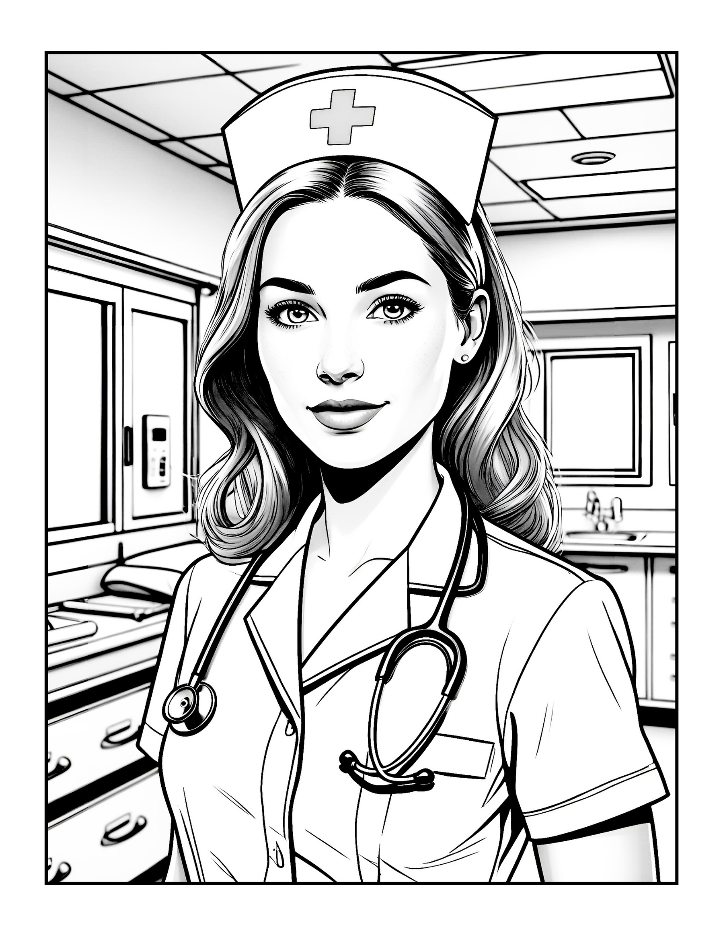 Nurse Coloring Book Gift for Adults Men Women Kids Young Boys Girls Teens 50 Pages Single Sided Hospital Nurse Coloring Activity Book