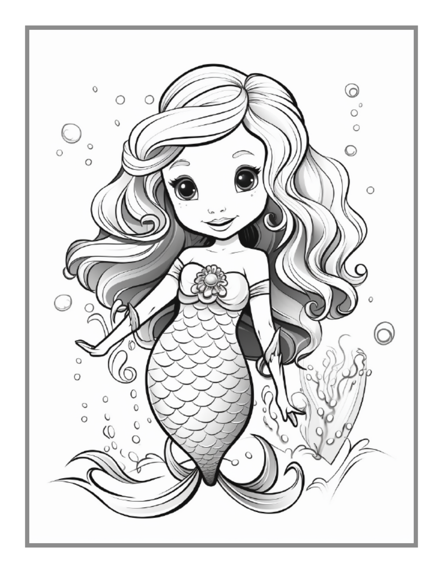 50 Pages Cute Easy Mermaid Coloring Book Gift for Kids Boys Girls Teens Sea Creature Mermaid Coloring Activity Book Adults Kids Relaxation