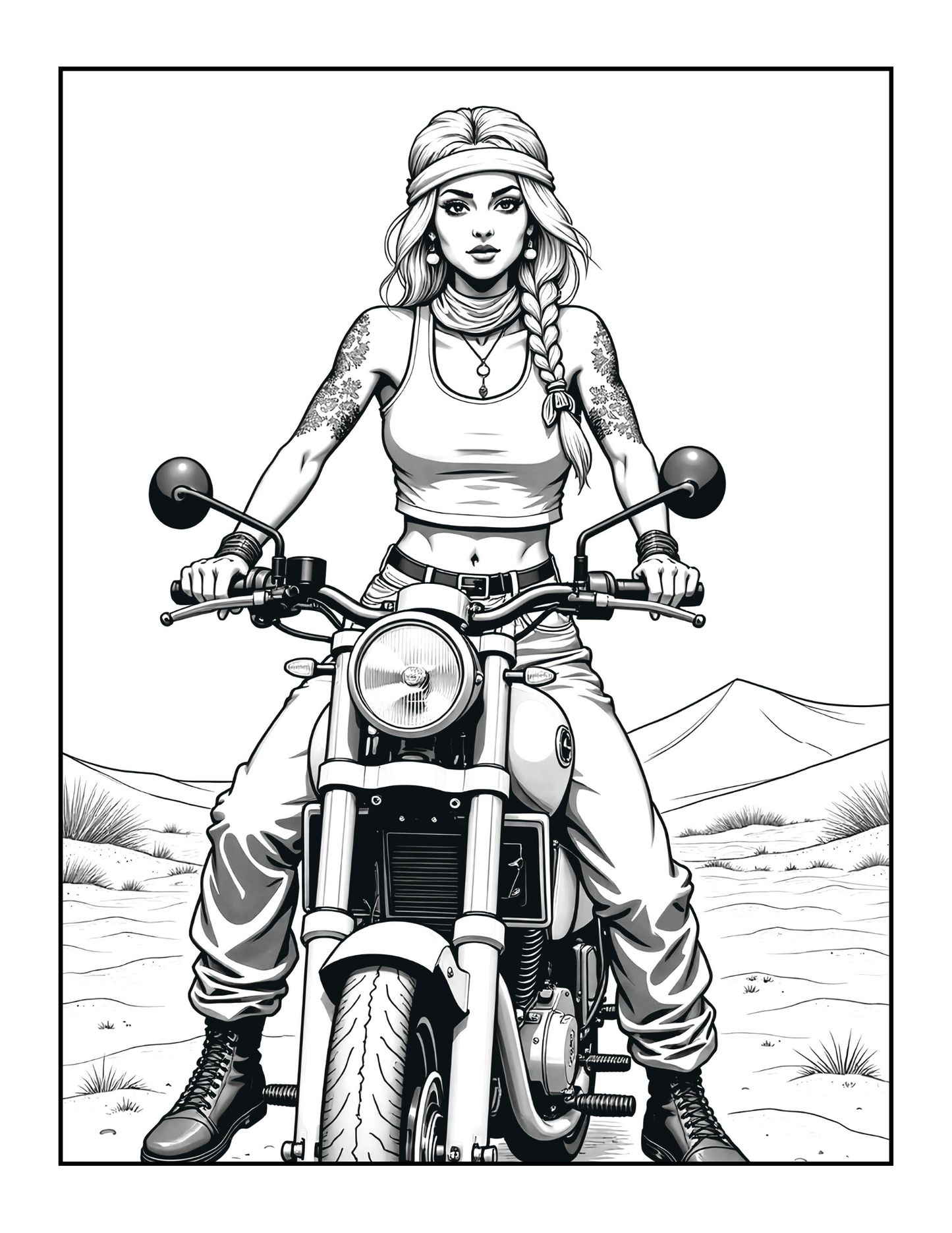 50 Pages Single Sided Cute Japanese Anime Manga Fashion Biker Girls Coloring Book Gift for Adults Men Women Kids Young Boys Girls Teens