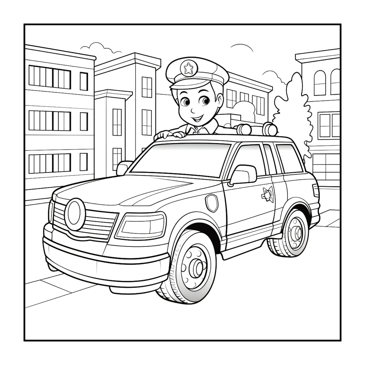 Cool Police Officer Coloring Book Gift for Adults Kids Boys Girls Teens 50 Pages Single Sided Police Coloring Activity Book for Children