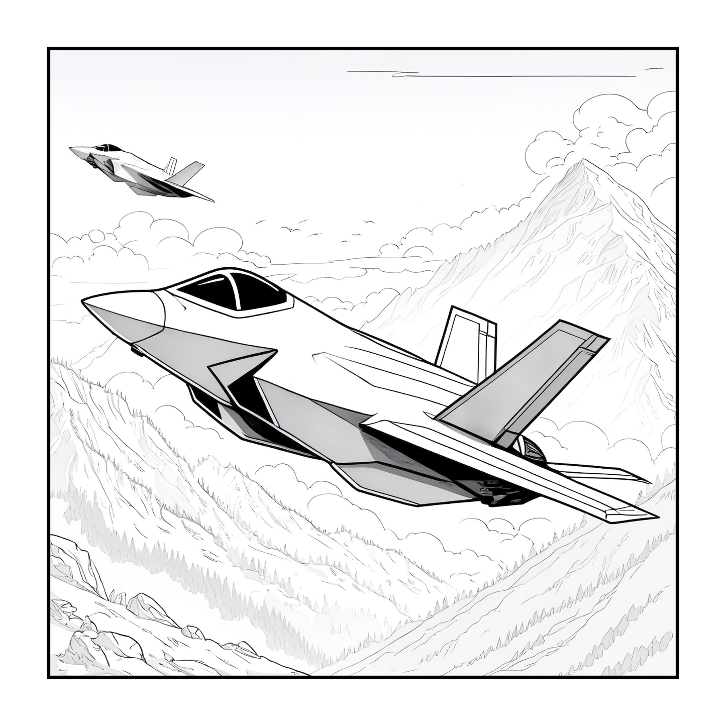 Military Jet Fighter Plane Coloring Book for Kids Adults Boys Girls 50 Pages Single Sided Plane Coloring Book Airplane Coloring Book Gift