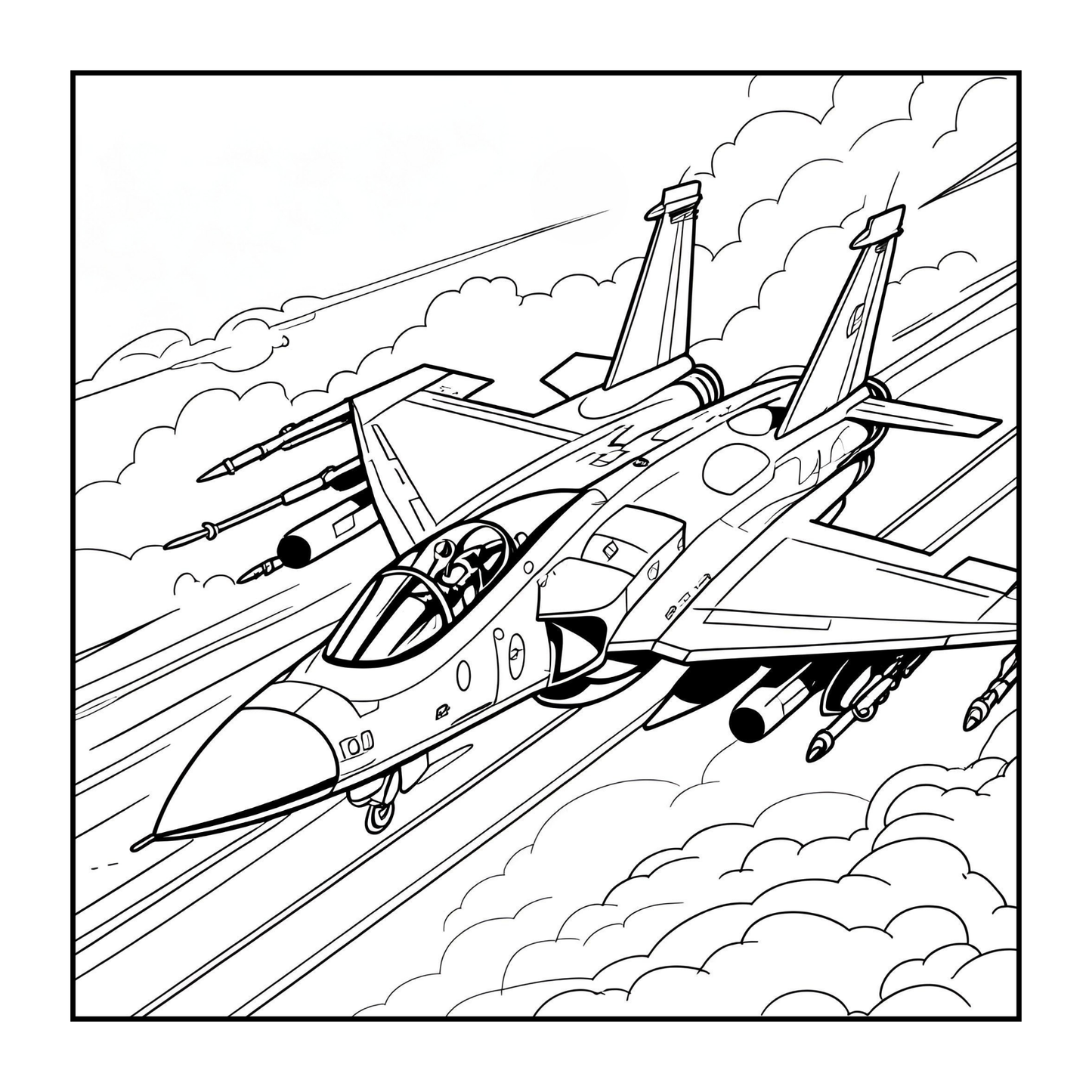 Military Jet Fighter Plane Coloring Book for Kids Adults Boys Girls 50 Pages Single Sided Plane Coloring Book Airplane Coloring Book Gift