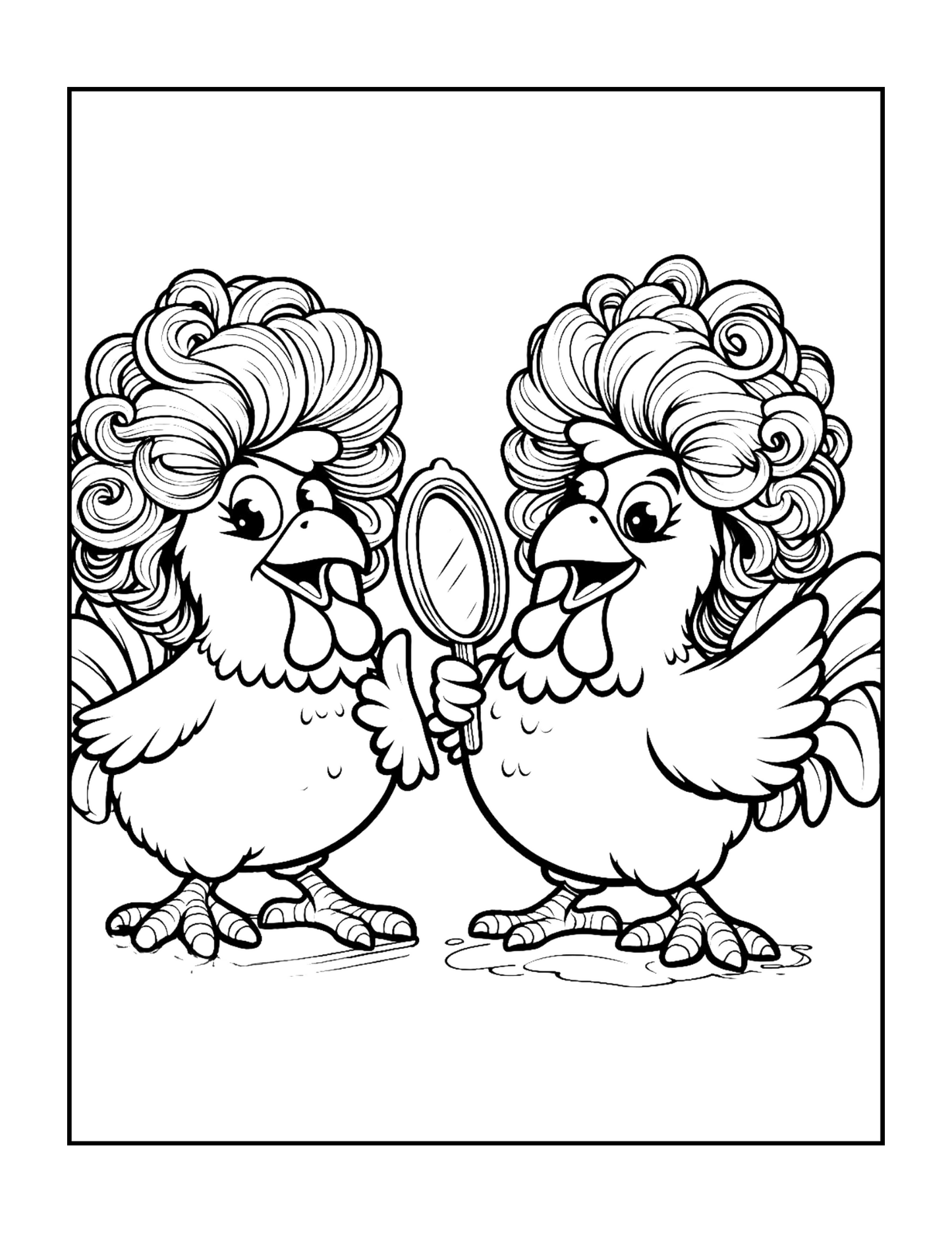 Cute Funny Chicken Coloring Book Gift for Adults Kids Boys Girls Teens Bold and Easy Chicken Bird Coloring Sheets for Children Relaxation