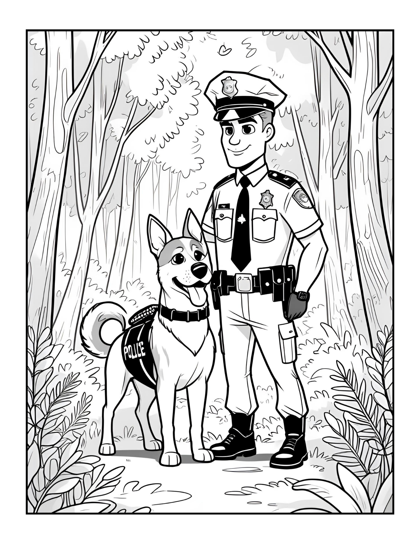 Cool Police Officer Coloring Book Gift for Adults Kids Boys Girls Teens 50 Pages Single Sided Police Officer Coloring Pages