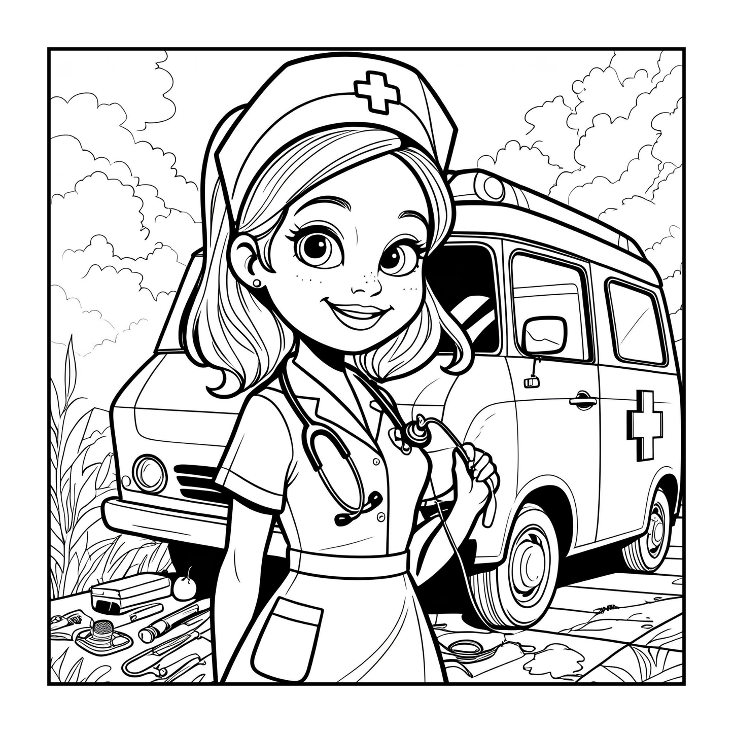 Nurse Coloring Book Gift for Adults Men Women Kids Young Boys Girls Teens 50 Pages Single Sided Hospital Nurse Coloring Activity Book