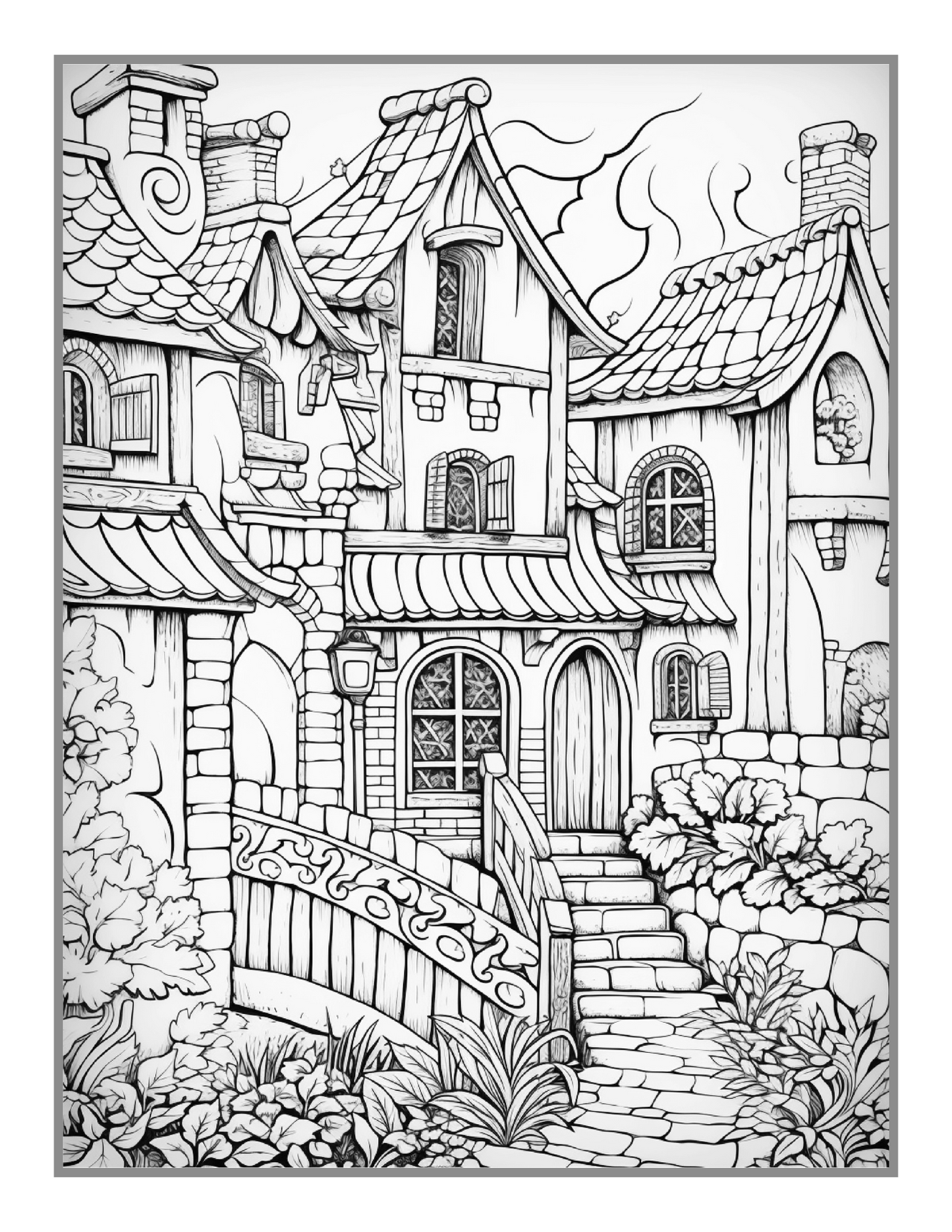 Cozy Village Coloring Book Christmas Holiday Gift for Adults Kids Men Women Boys Girls Teens 50 Pages Little Forest Village Coloring Book