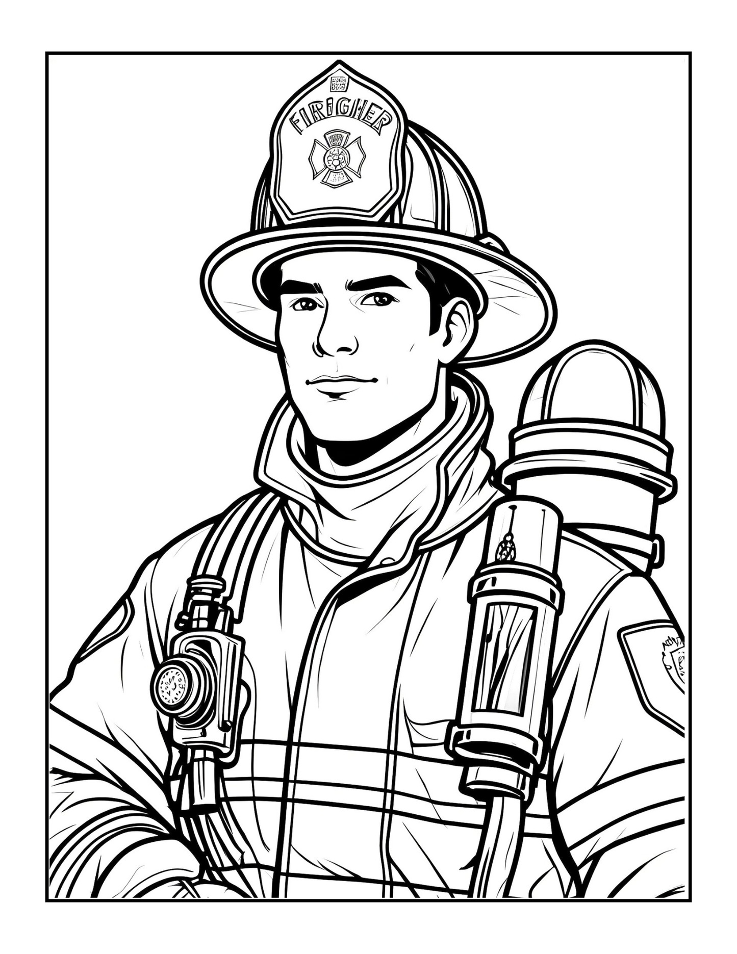 Cool Firefighter Coloring Book Gift for Adults Men Women Kids Boys Girls Teens 50 Pages Single Sided Fire Truck Fireman Coloring Book