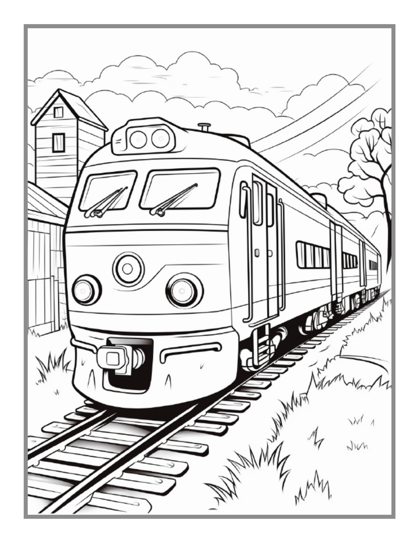 50 Pages Train Locomotive Enthusiasts Coloring Book Gift for Adults Kids Boys Girls Cute Freight Train Locomotive Lover Coloring Sheets