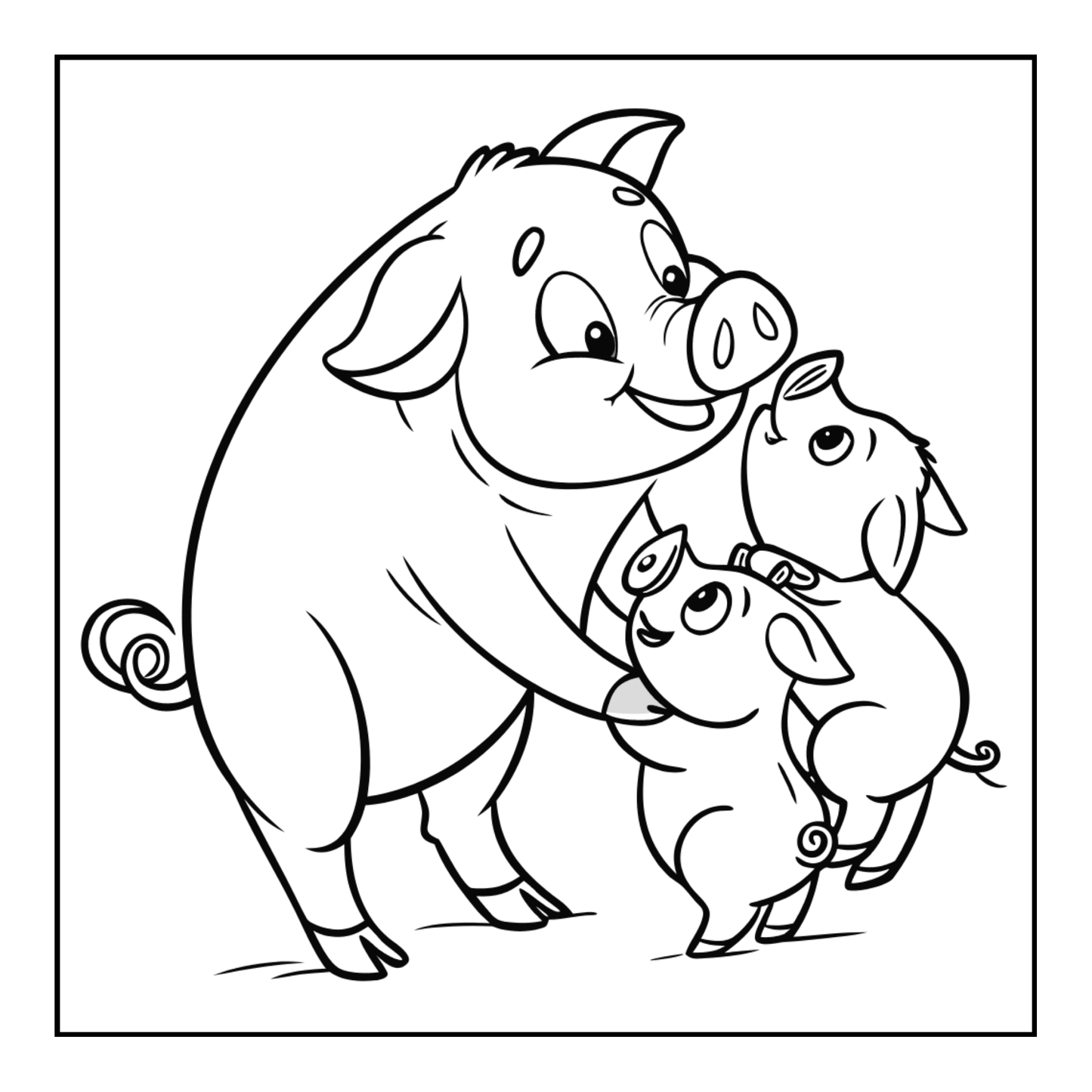50 Pages Single Sided Cute Pig Coloring Book Gift for Adults Men Women Kids Young Boys Girls Teens Bold and Easy Simple Stress Relief