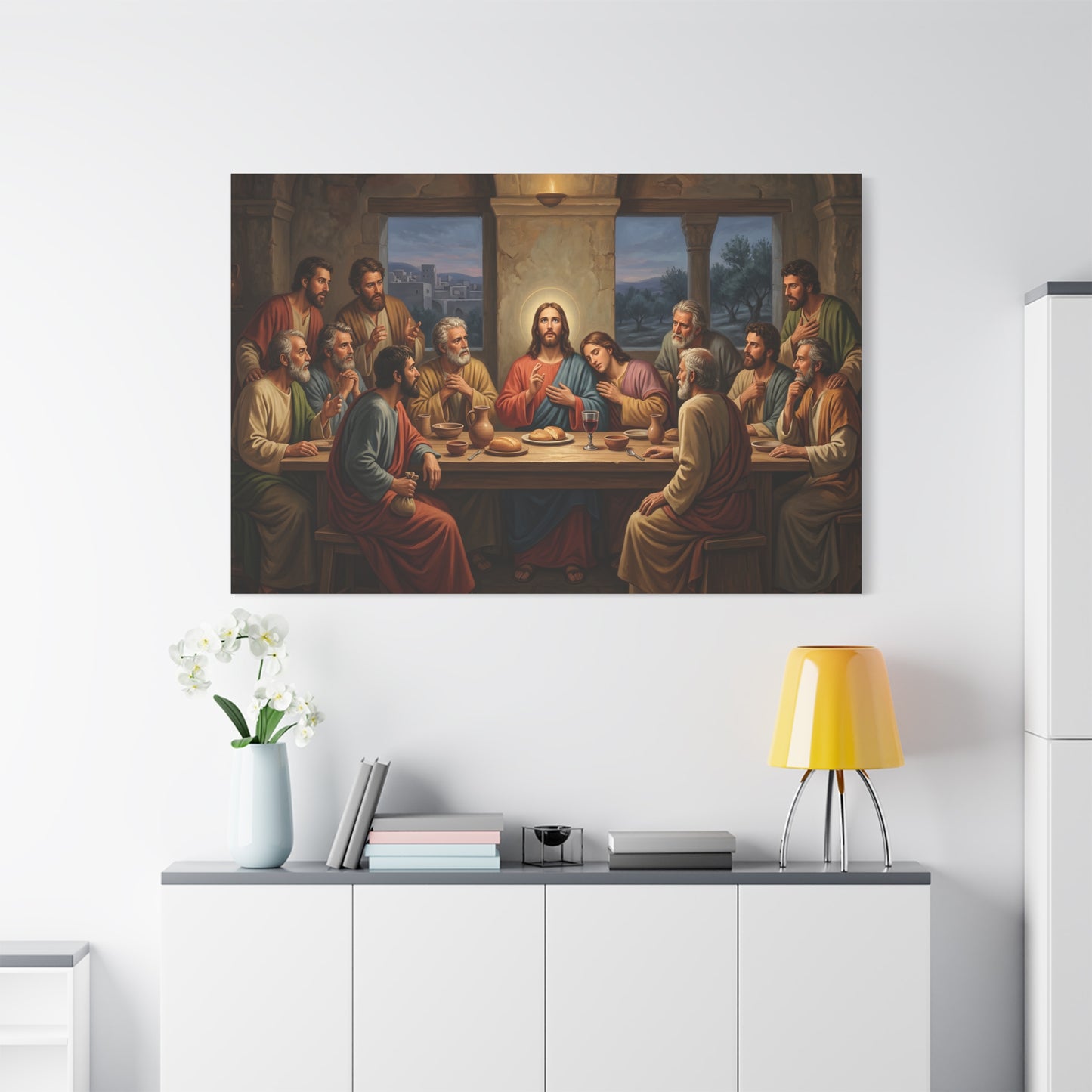 Cool Last Supper Canvas Wall Art Print Large Religious Biblical Faith Home Decor Christian Wall Art Ready to Hang for Living Room