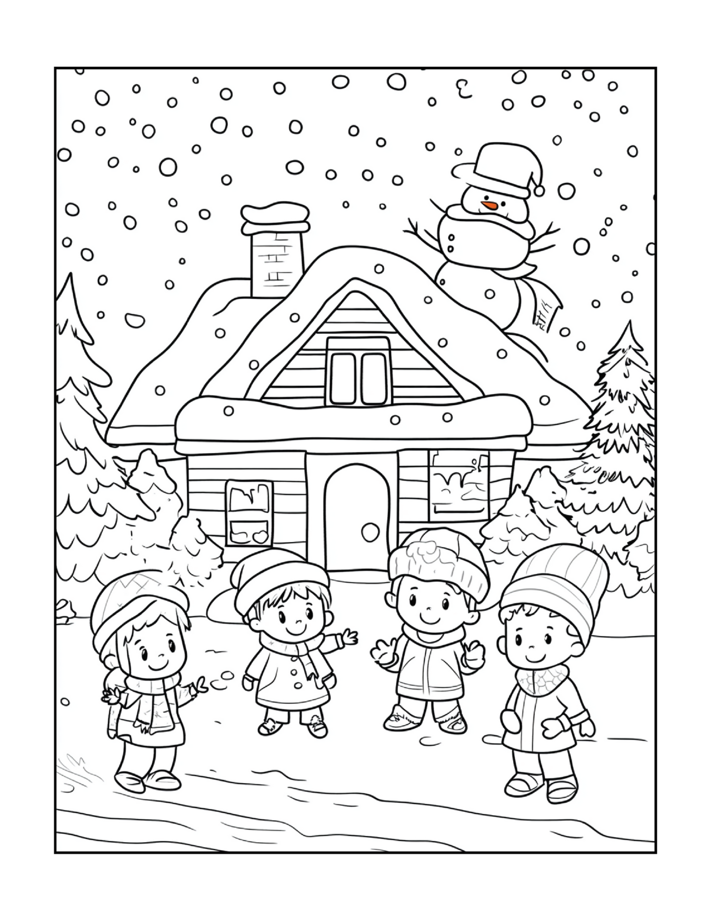 50 Pages Christmas Coloring Book Gift for Adults Men Women Kids Boys Girls Children Cozy Winter Cute Santa Claus Easy Coloring Activity Book