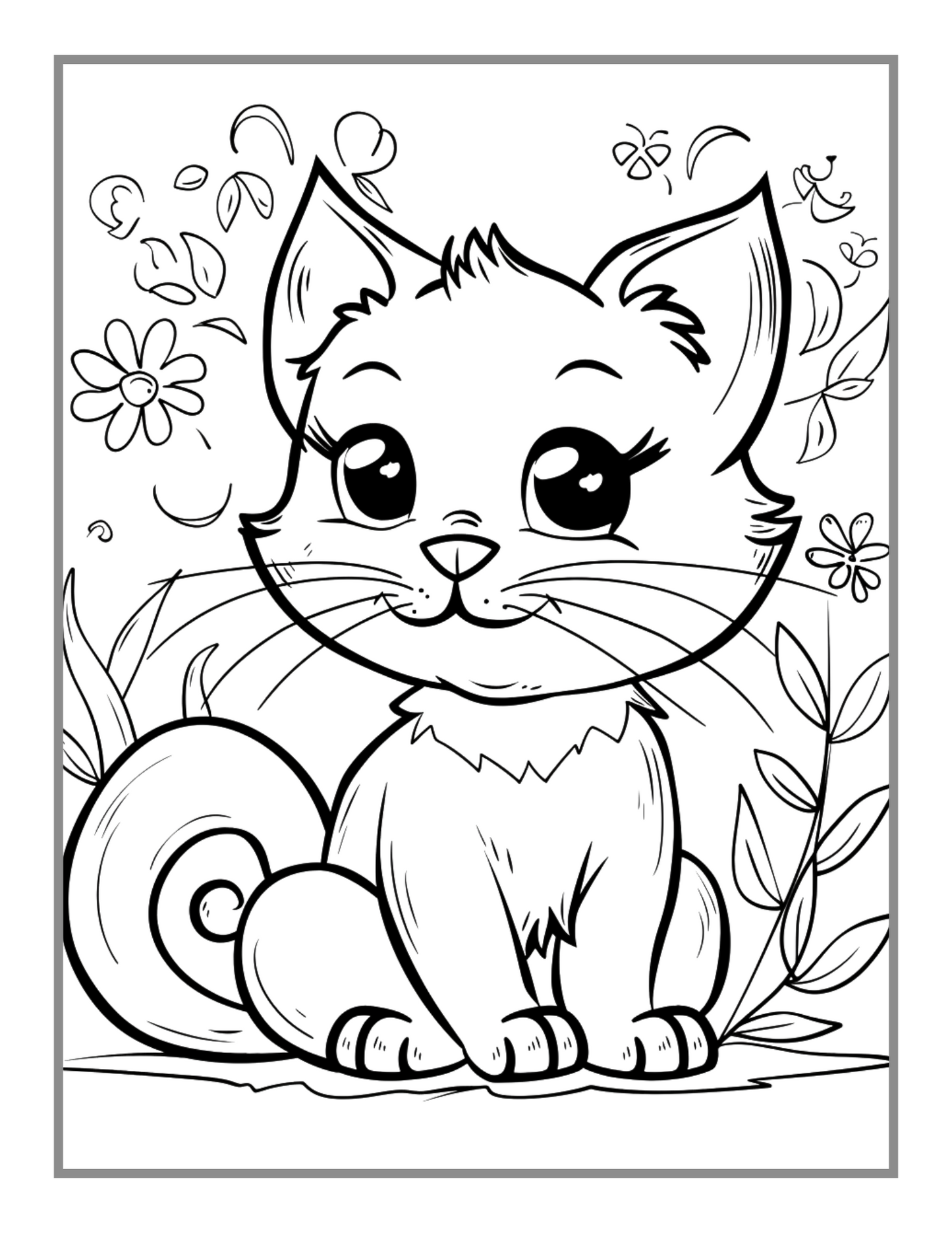 50 Pages Cute Cozy Cat Kitten Kitty Coloring Book Gift for Cat Lover Pet Owner Men Women Adults Kids Boys Girls Bold Easy Coloring Book