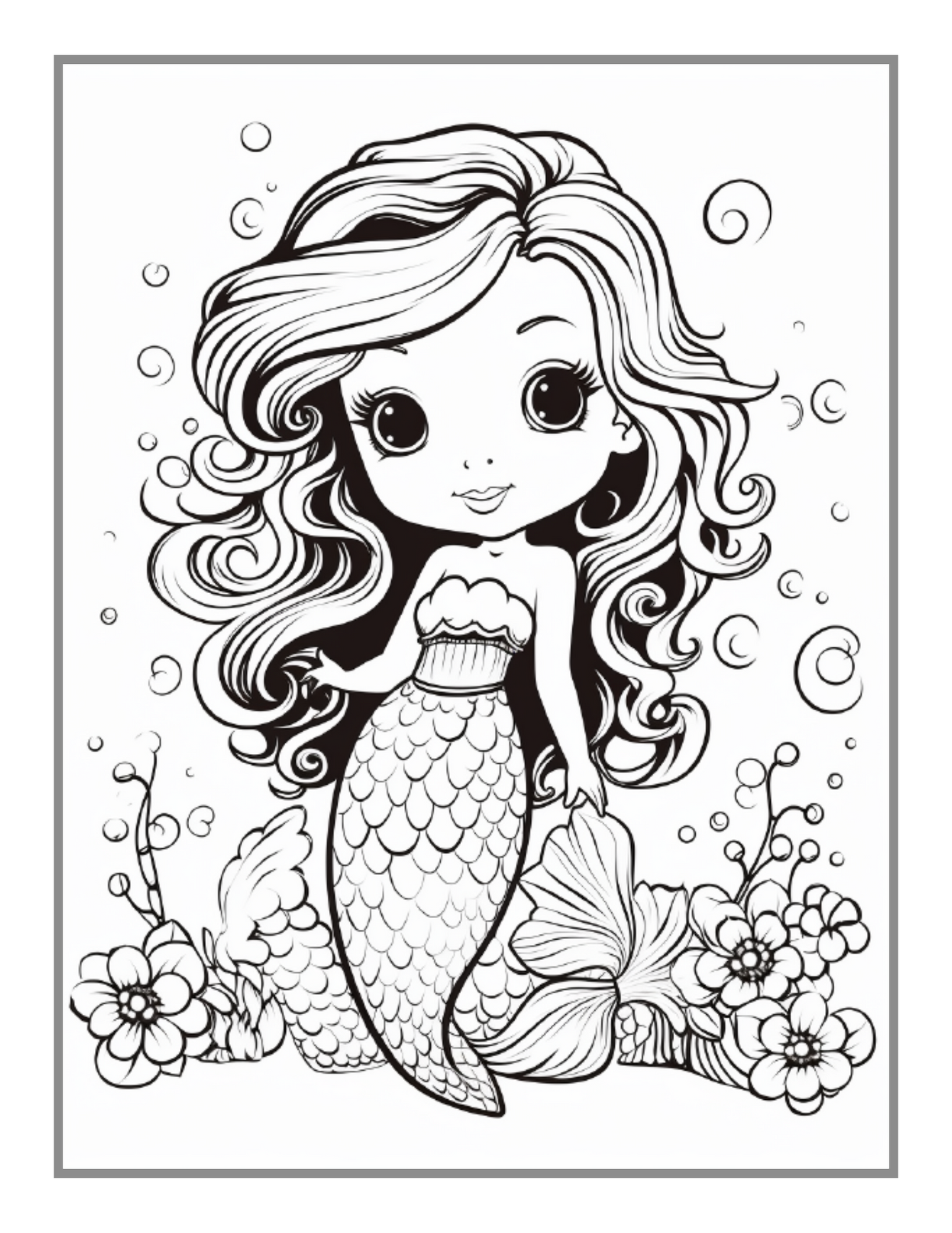 50 Pages Cute Easy Mermaid Coloring Book Gift for Kids Boys Girls Teens Sea Creature Mermaid Coloring Activity Book Adults Kids Relaxation