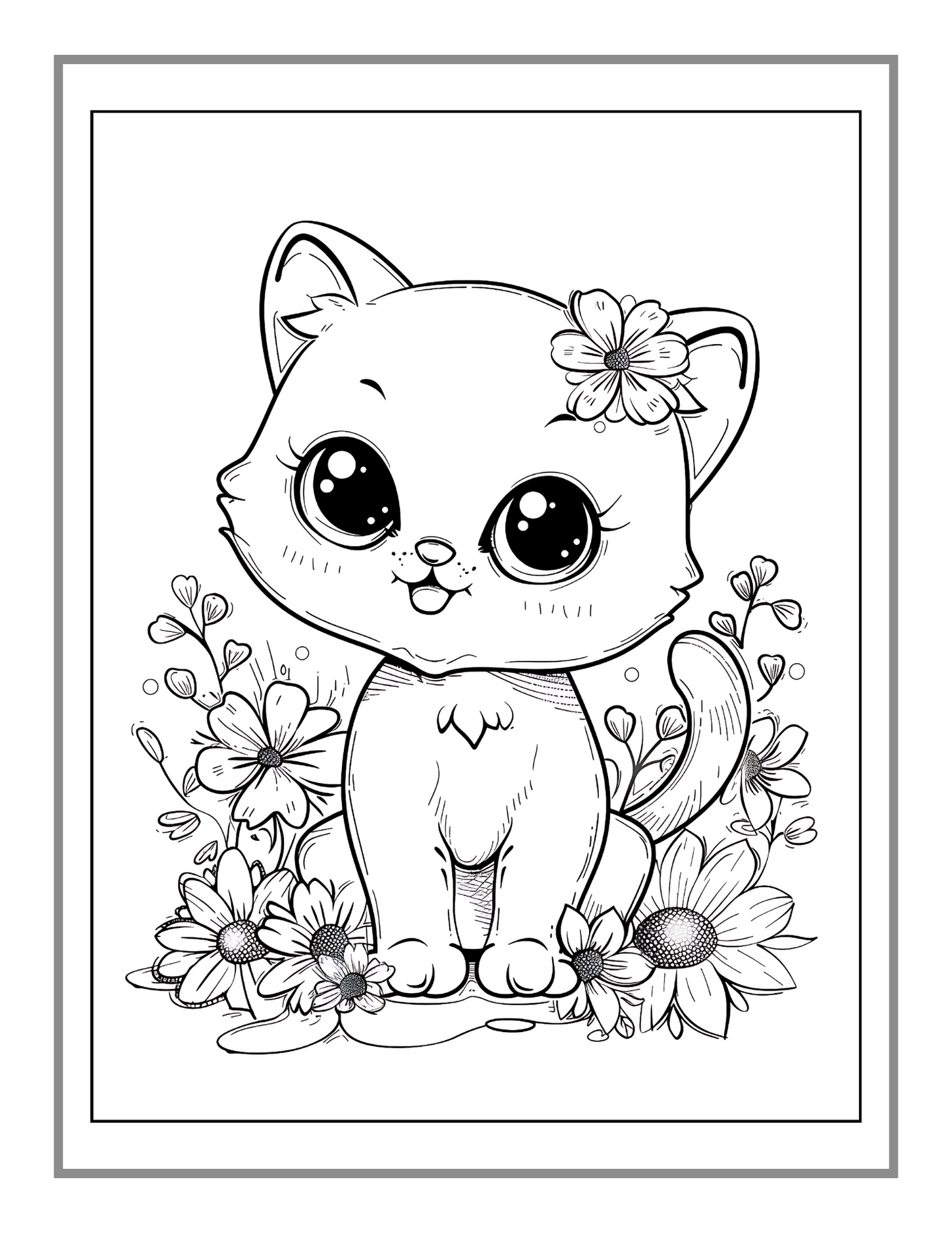 50 Pages Cute Cozy Cat Kitten Kitty Coloring Book Gift for Cat Lover Pet Owner Men Women Adults Kids Boys Girls Teen Bold Easy Coloring Book