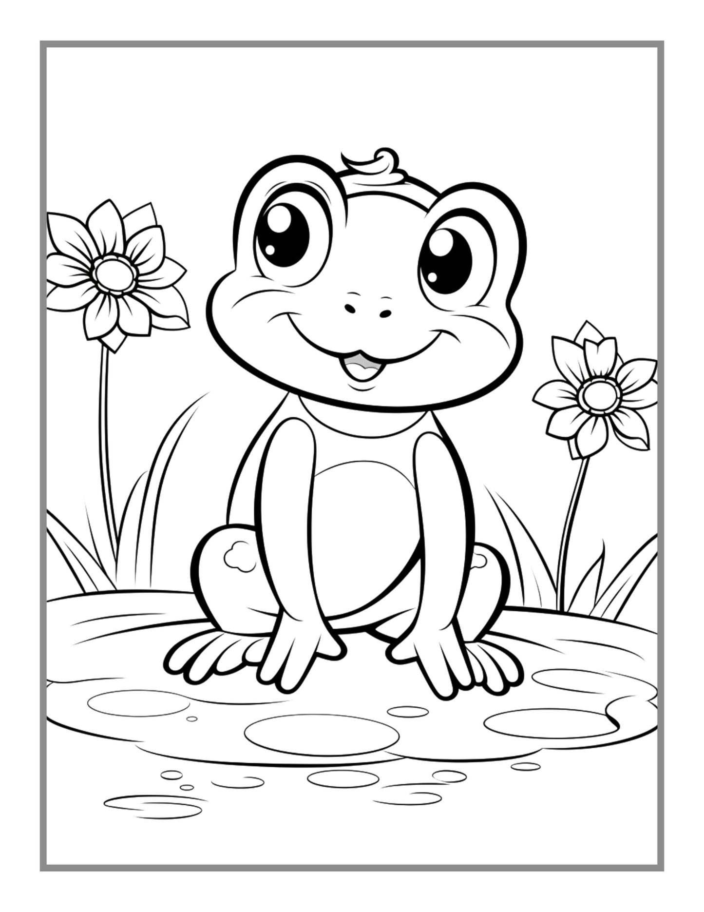 50 Pages Cute Frog Toad Coloring Book Gift for Adults Kids Men Women Boys Girls Teens Frog Toad Coloring Sheets for Children Students