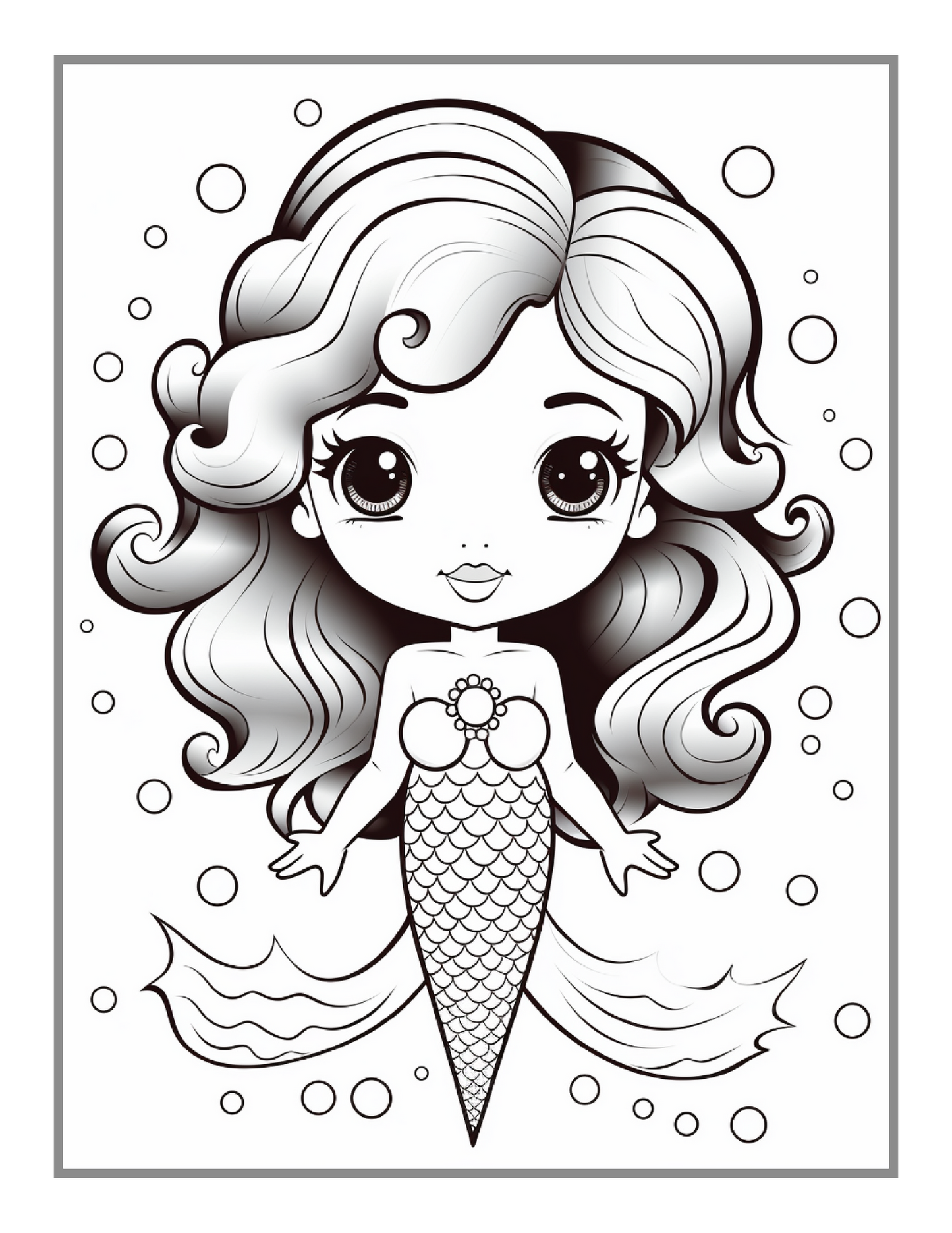 50 Pages Cute Easy Mermaid Coloring Book Gift for Kids Boys Girls Teens Sea Creature Princess Mermaid Coloring Sheets for Children Students