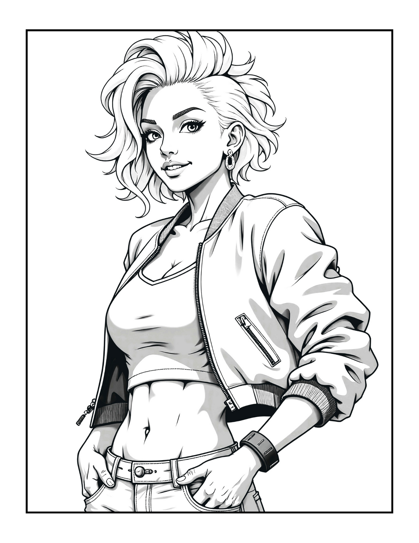 50 Pages Single Sided Cute Japanese Anime Manga Fashion Model Girls Coloring Book Gift for Adults Men Women Kids Young Boys Girls Teens