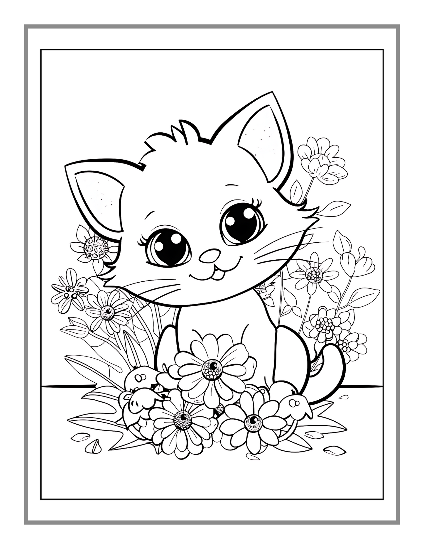 50 Pages Cute Cozy Cat Kitten Kitty Coloring Book Gift for Cat Lover Pet Owner Men Women Adults Kids Boys Girls Teen Bold Easy Coloring Book